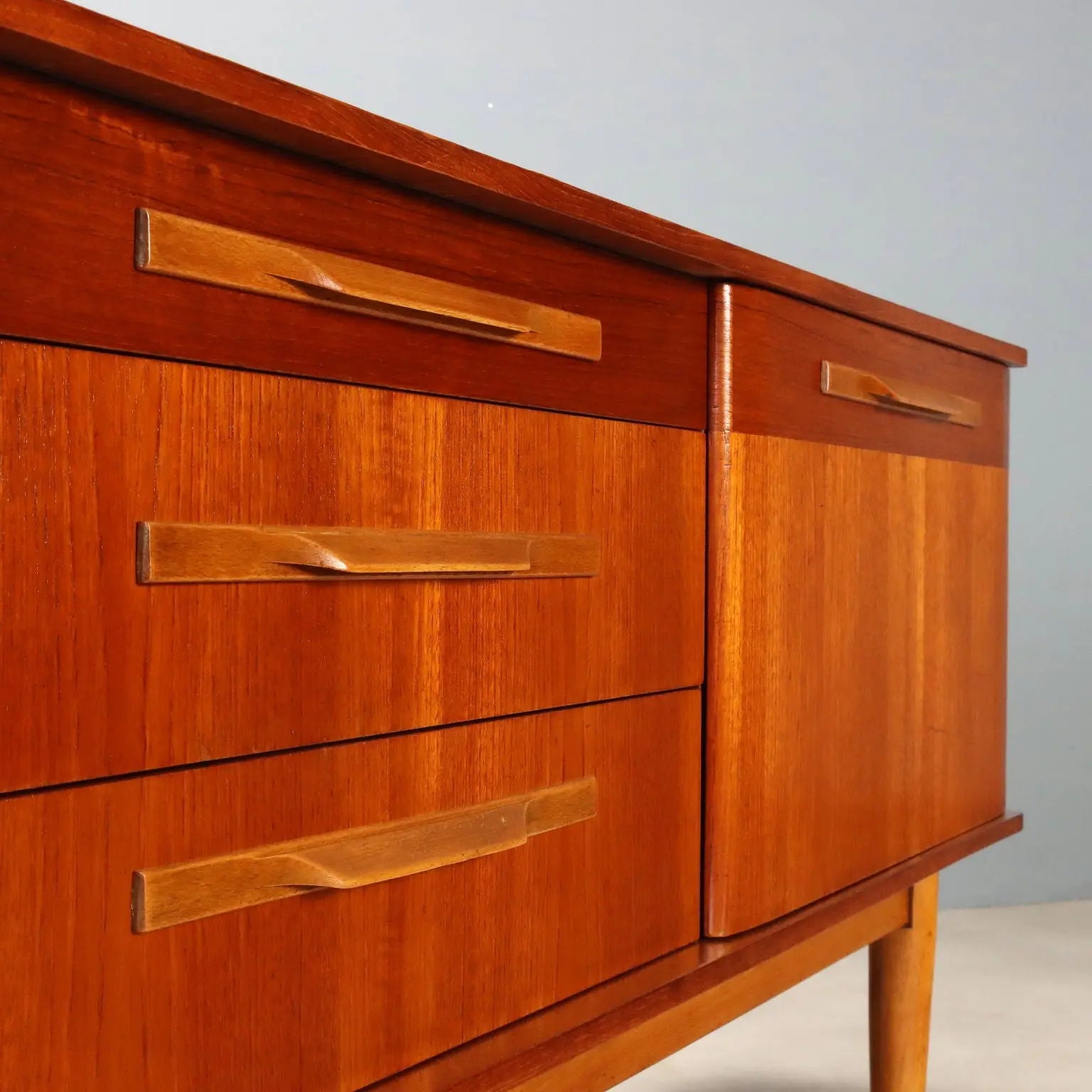 Vintage Sideboard Teak Design England 1960s Restored