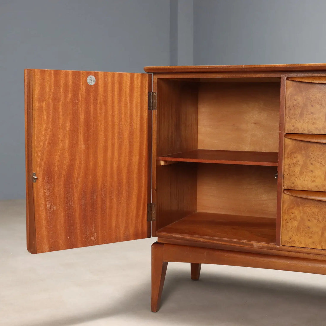 Vintage Cupboard Teak Veneer Burl North-European XX Century | Modernism | Furnitures