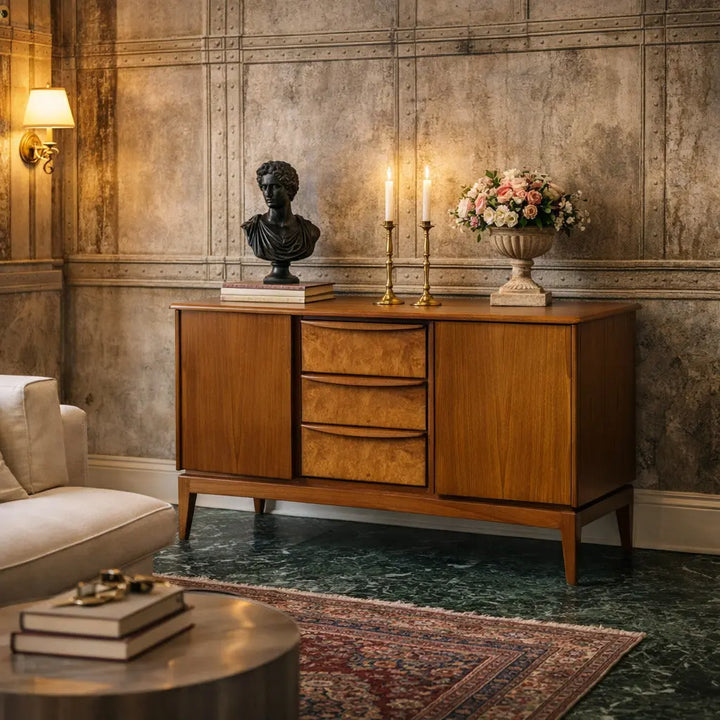 Vintage Cupboard Teak Veneer Burl North-European XX Century | Modernism | Furnitures