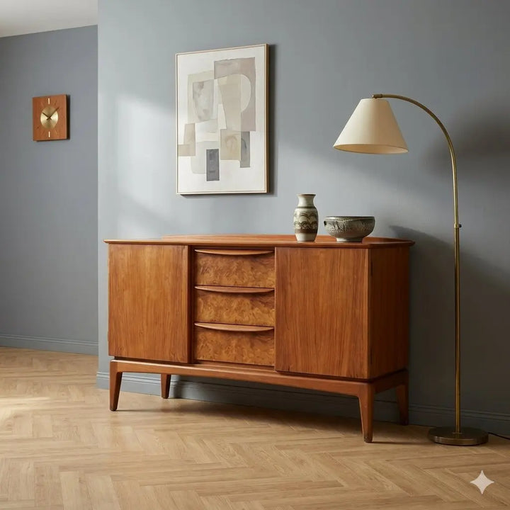 Vintage Cupboard Teak Veneer Burl North-European XX Century | Modernism | Furnitures