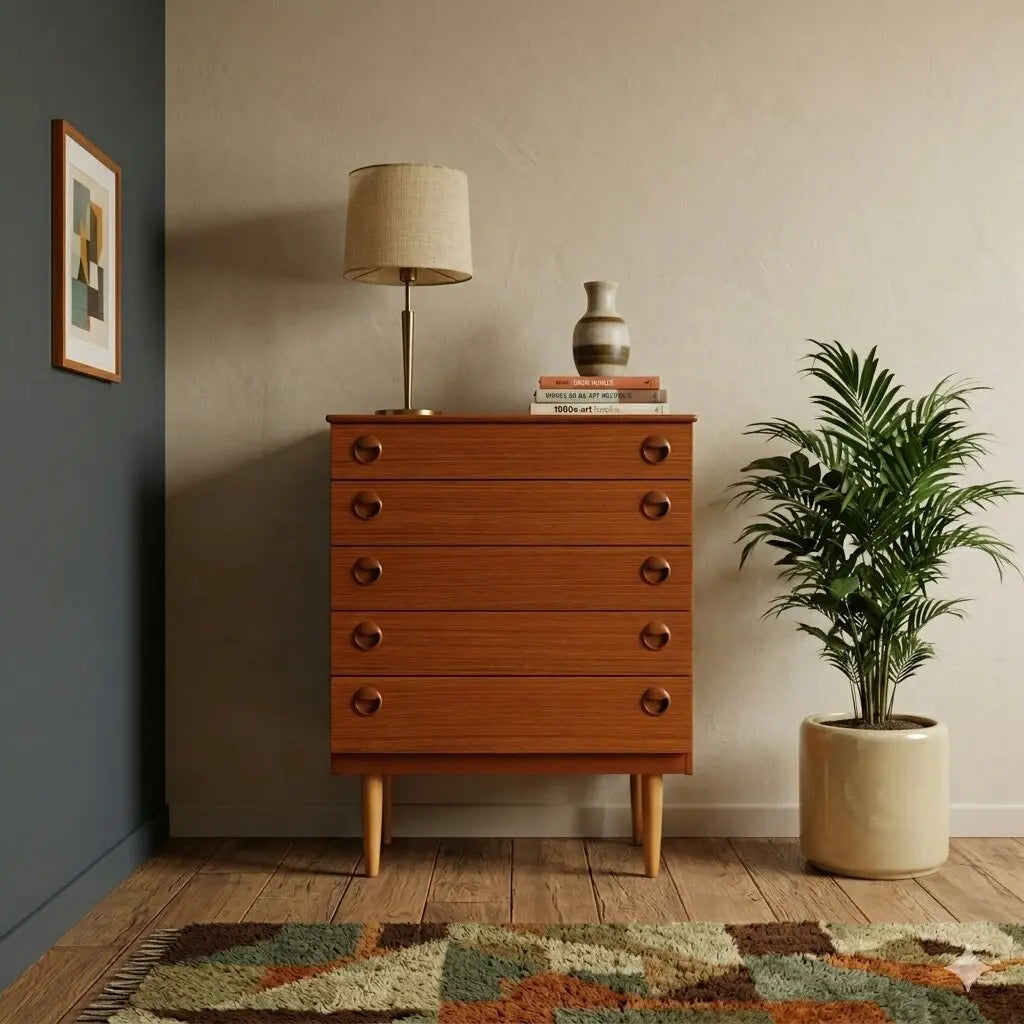 Vintage Chest of Drawers Teak Veneer Northern Europe 1960s - 1960s-1970s | Modernism | Furnitures
