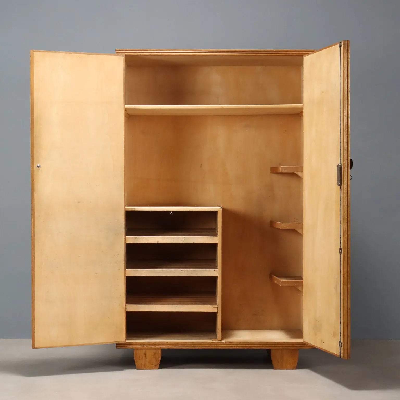 Vintage Wardrobe Design Oak Veneer Italy 1950s | Modernism | Furnitures