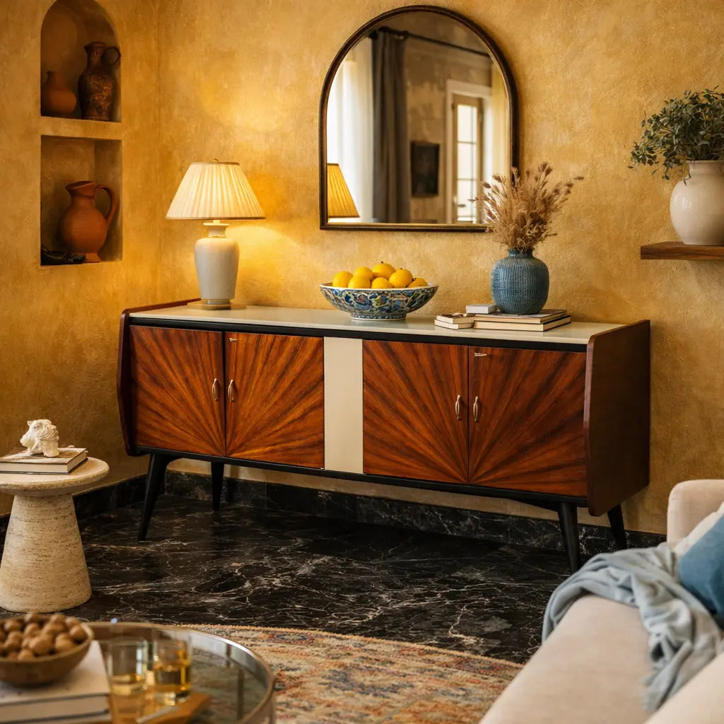 Vintage Buffet Cabinet Exotic Wood Design Italy 1950s-60s | Modernism | Furnitures