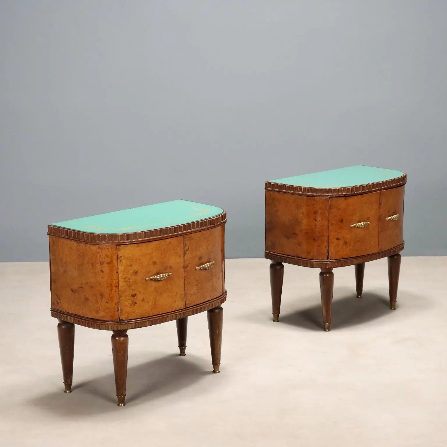 Vintage Bedside Tables Painted Beech Glass Design Italy 1950s | Modernism | Furnitures