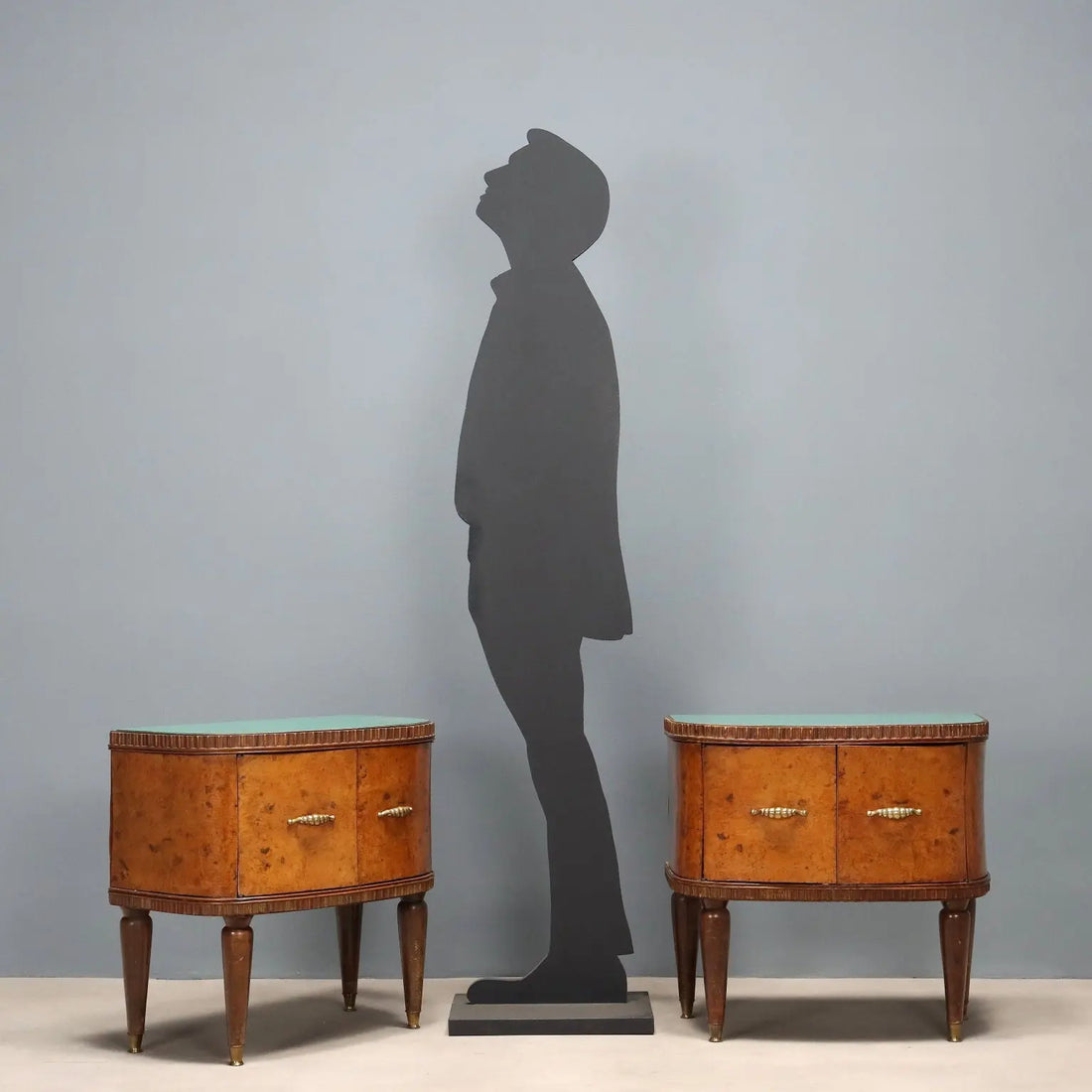 Vintage Bedside Tables Painted Beech Glass Design Italy 1950s | Modernism | Furnitures