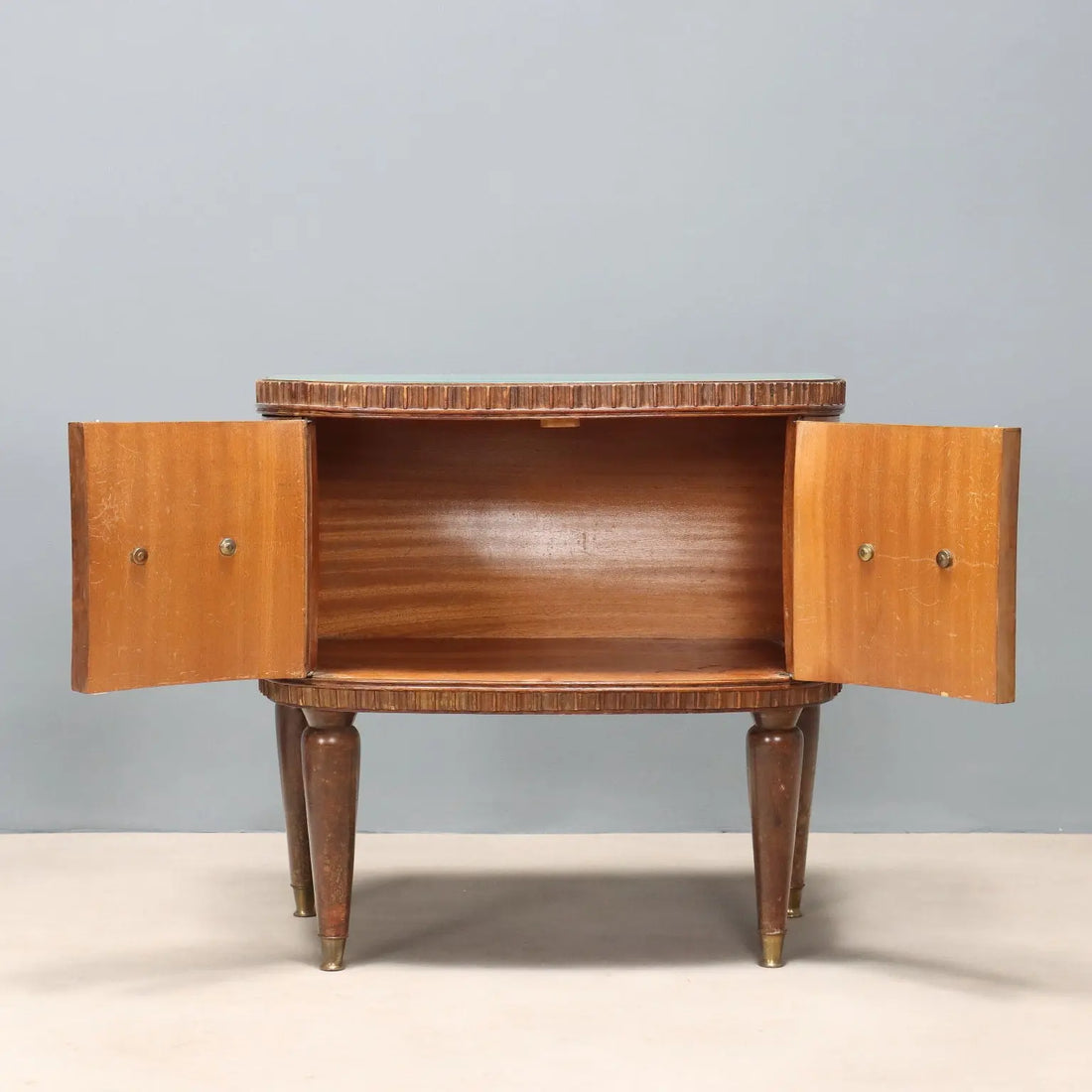 Vintage Bedside Tables Painted Beech Glass Design Italy 1950s | Modernism | Furnitures