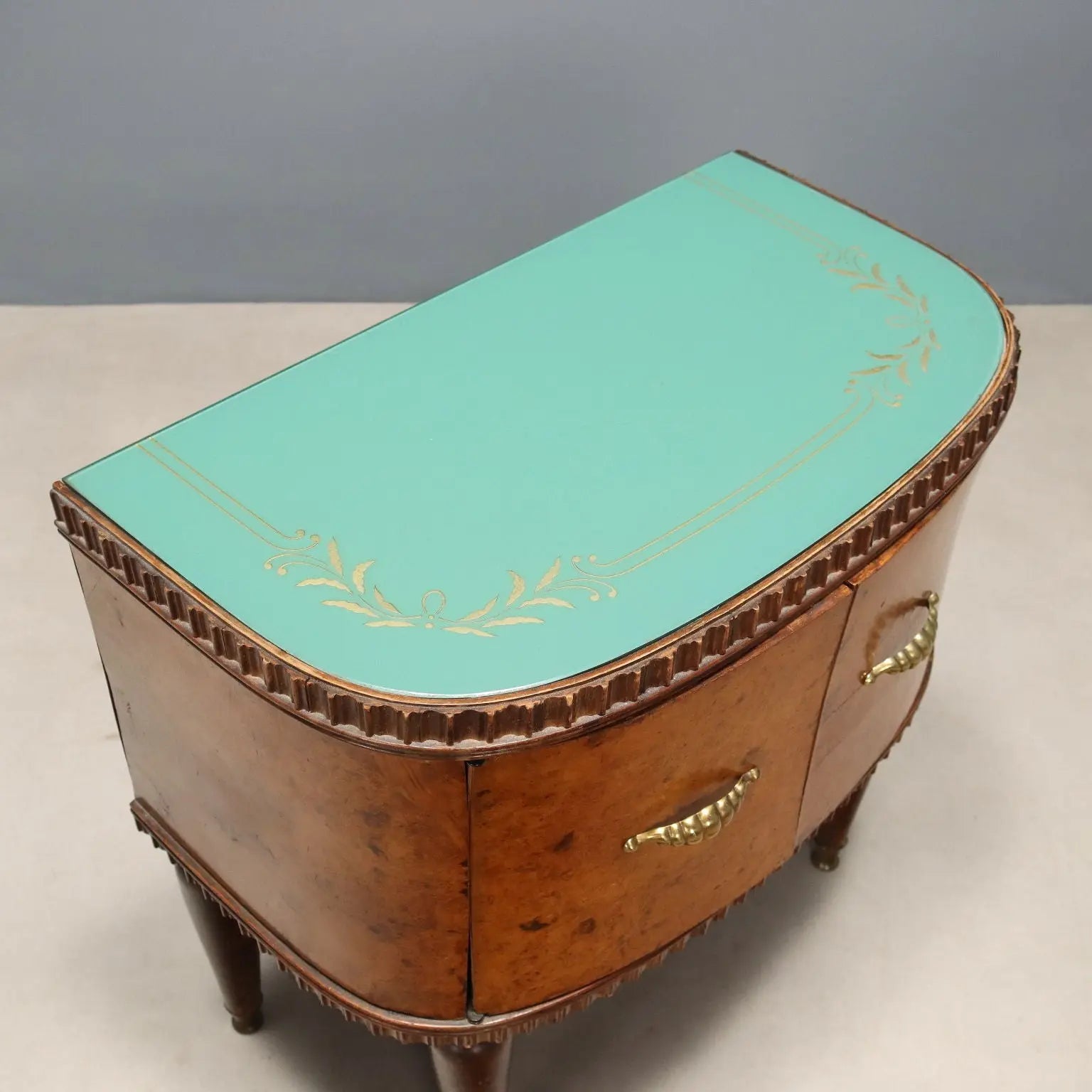 Vintage Bedside Tables Painted Beech Glass Design Italy 1950s | Modernism | Furnitures