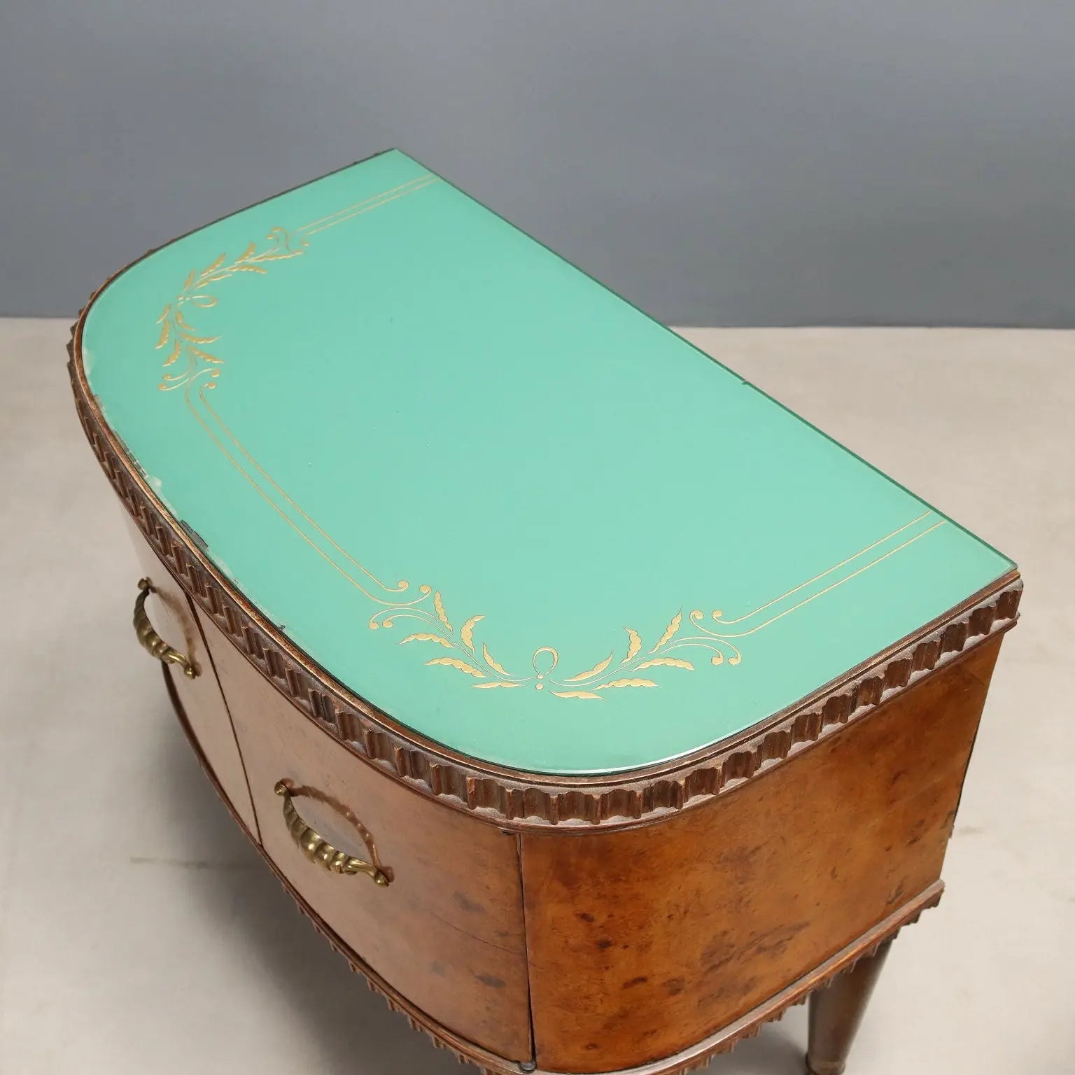 Vintage Bedside Tables Painted Beech Glass Design Italy 1950s | Modernism | Furnitures