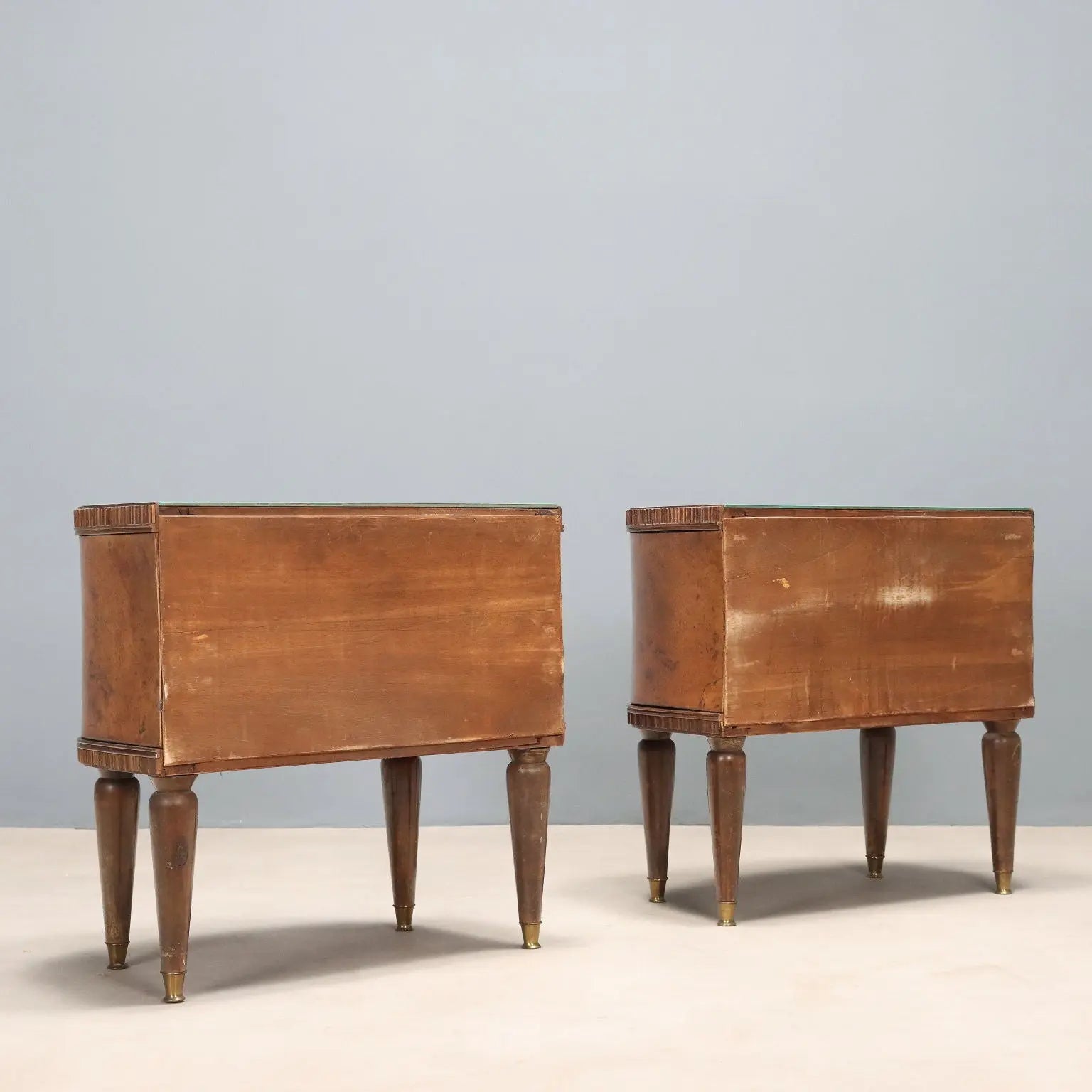Vintage Bedside Tables Painted Beech Glass Design Italy 1950s | Modernism | Furnitures