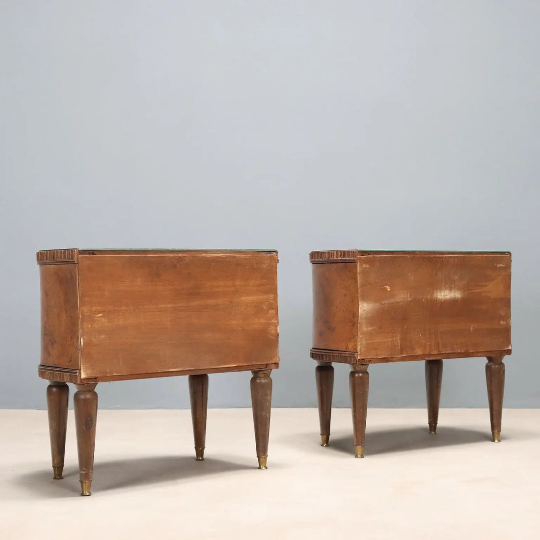 Vintage Bedside Tables Painted Beech Glass Design Italy 1950s | Modernism | Furnitures
