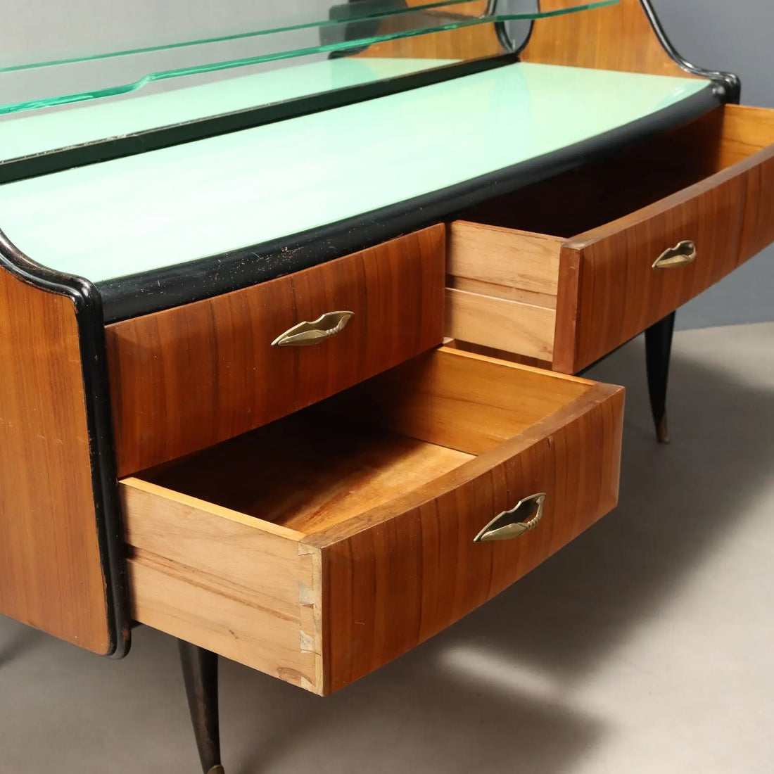 Vintage Chest of Drawers Exotic Wood Glass Design Italy 1950s-60s | Modernism | Furnitures