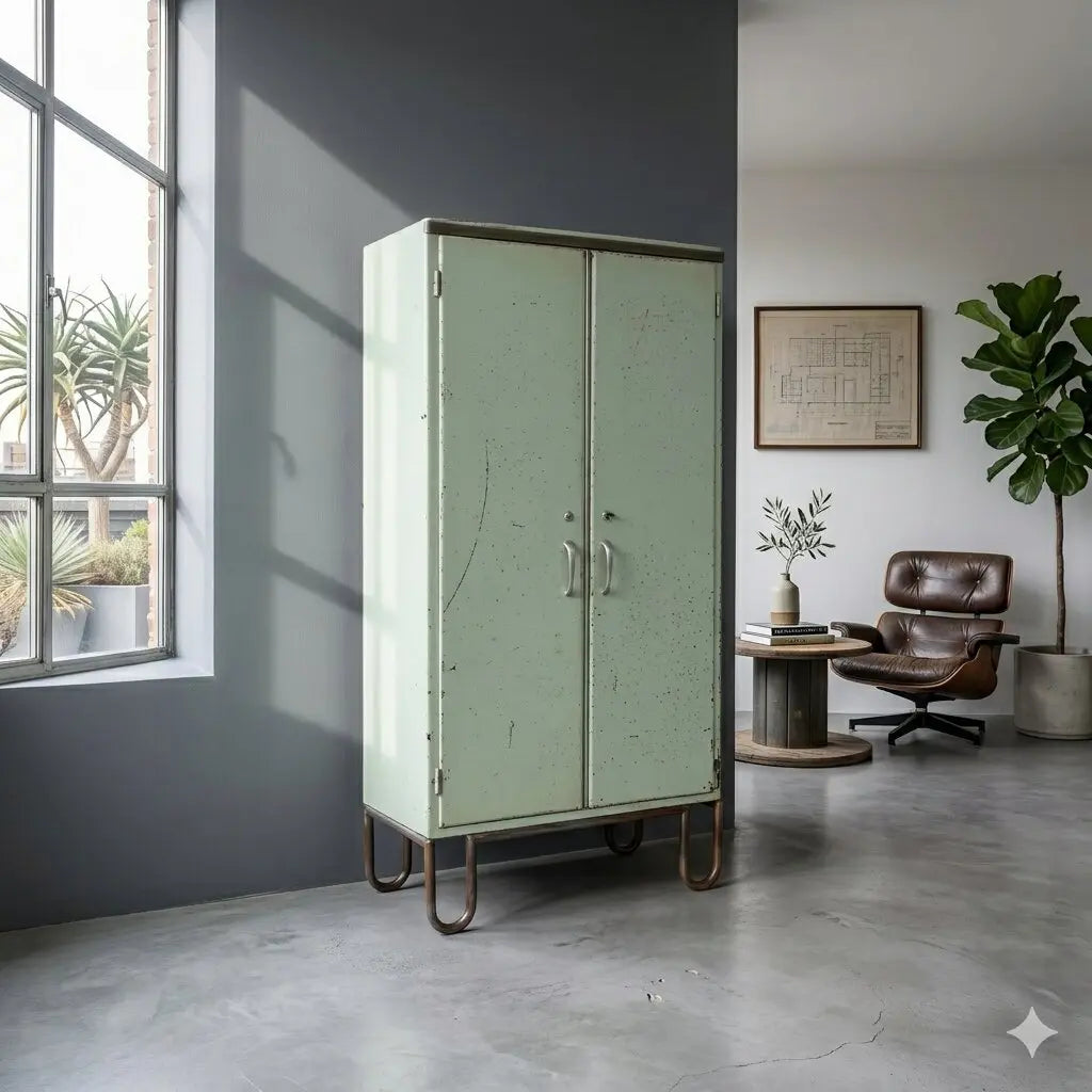 Vintage Industrial Cabinet Lacquered Metal Design Italy 1960s | Modernism | Furnitures