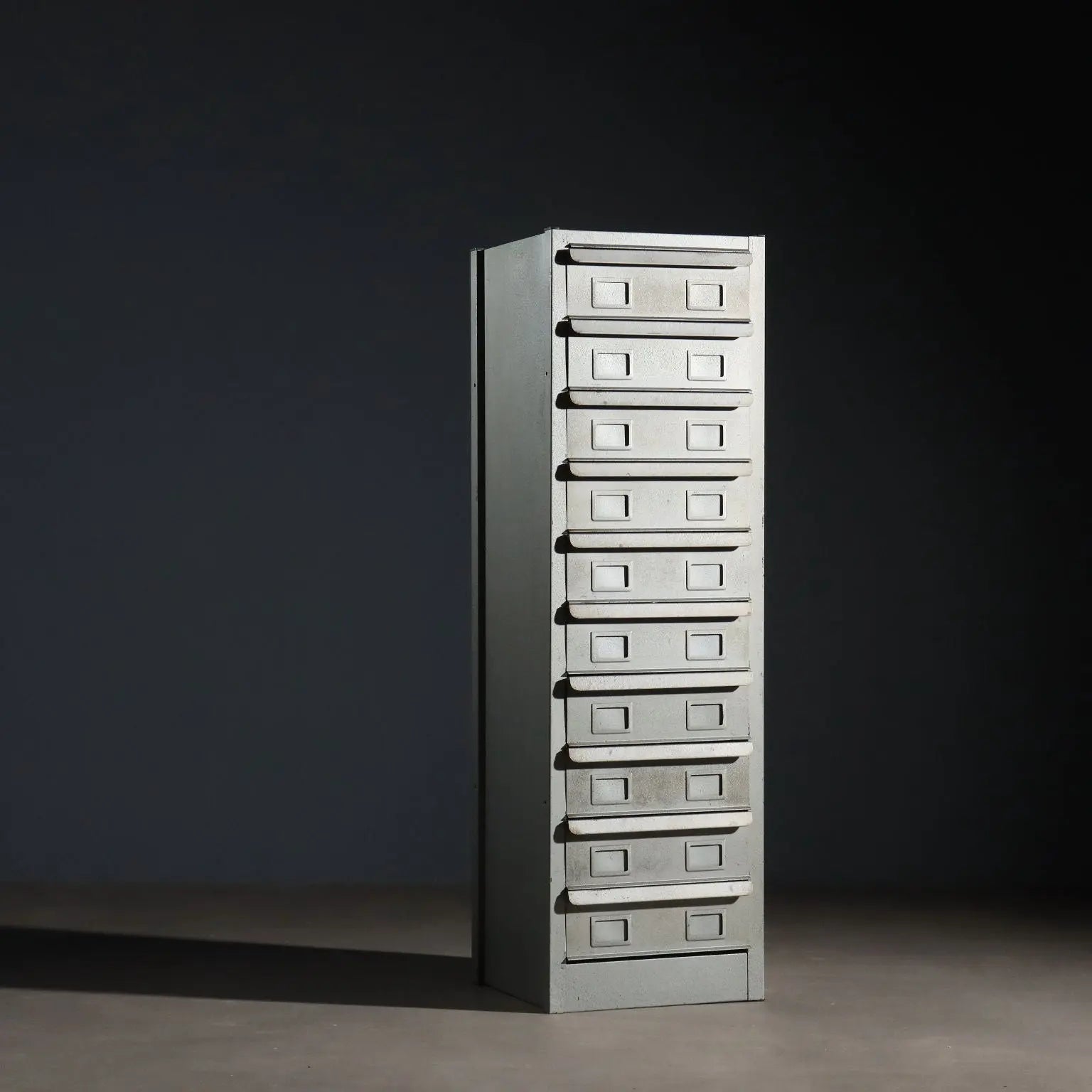 Vintage Industrial Filing Cabinet Metal 10 Drawers Design 1960s
