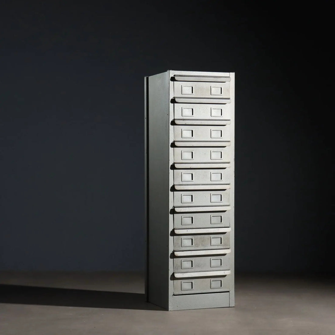 Vintage Industrial Filing Cabinet Metal 10 Drawers Design 1960s