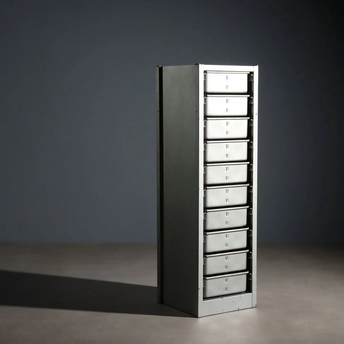 Vintage Industrial Filing Cabinet Metal 10 Drawers Design 1960s