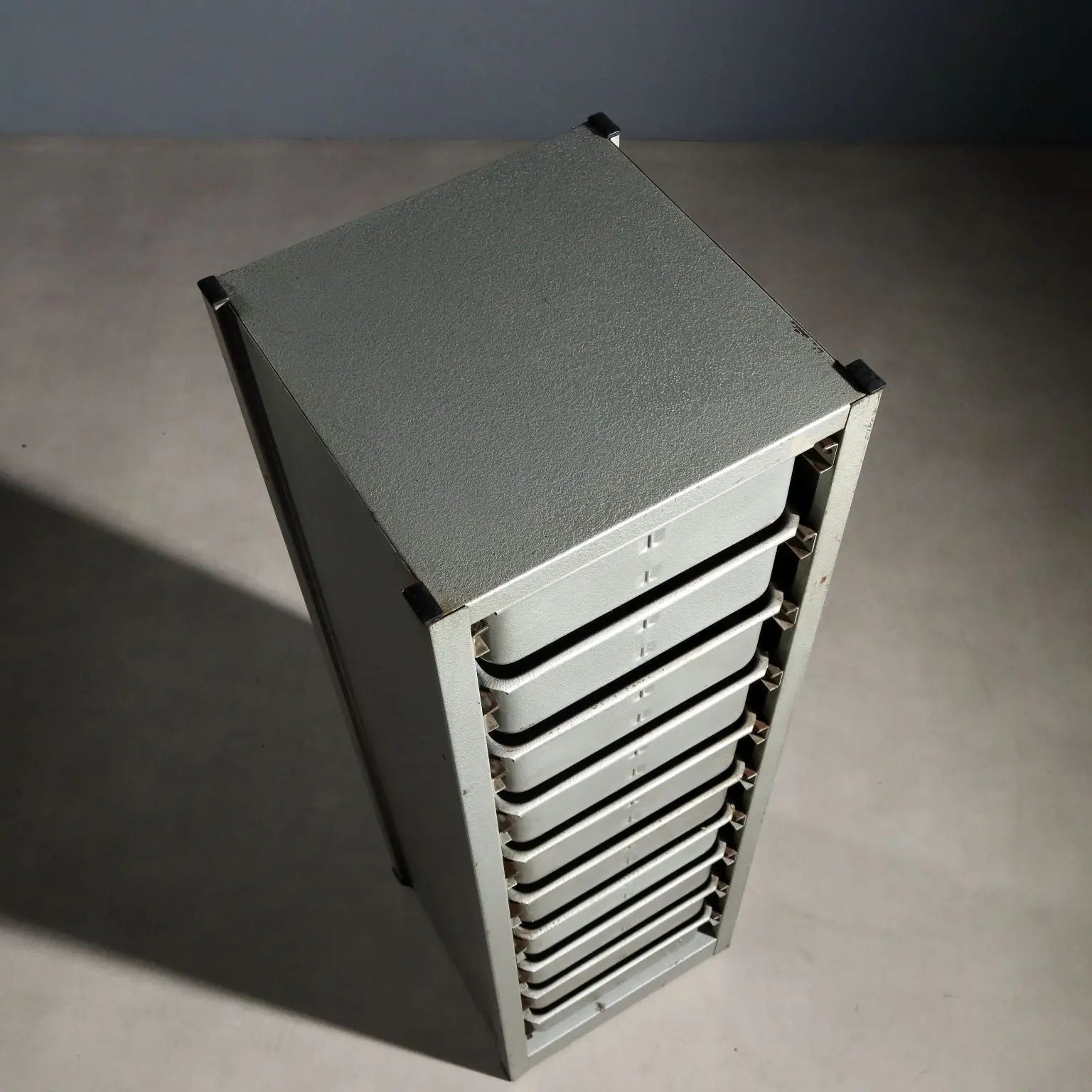 Vintage Industrial Filing Cabinet Metal 10 Drawers Design 1960s