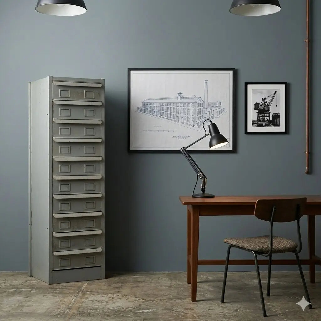 Vintage Industrial Filing Cabinet Metal 10 Drawers Design 1960s