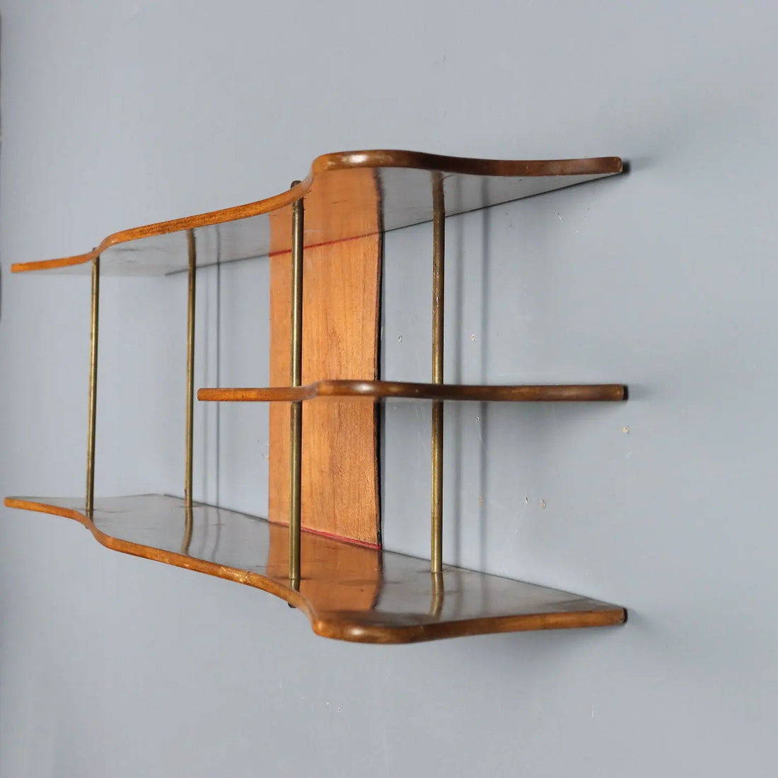 Vintage Shelf Walnut Brass Design Italy 1950s | Modernism | Furnitures
