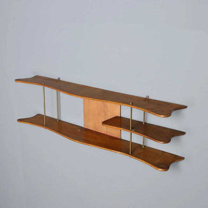 Vintage Shelf Walnut Brass Design Italy 1950s | Modernism | Furnitures