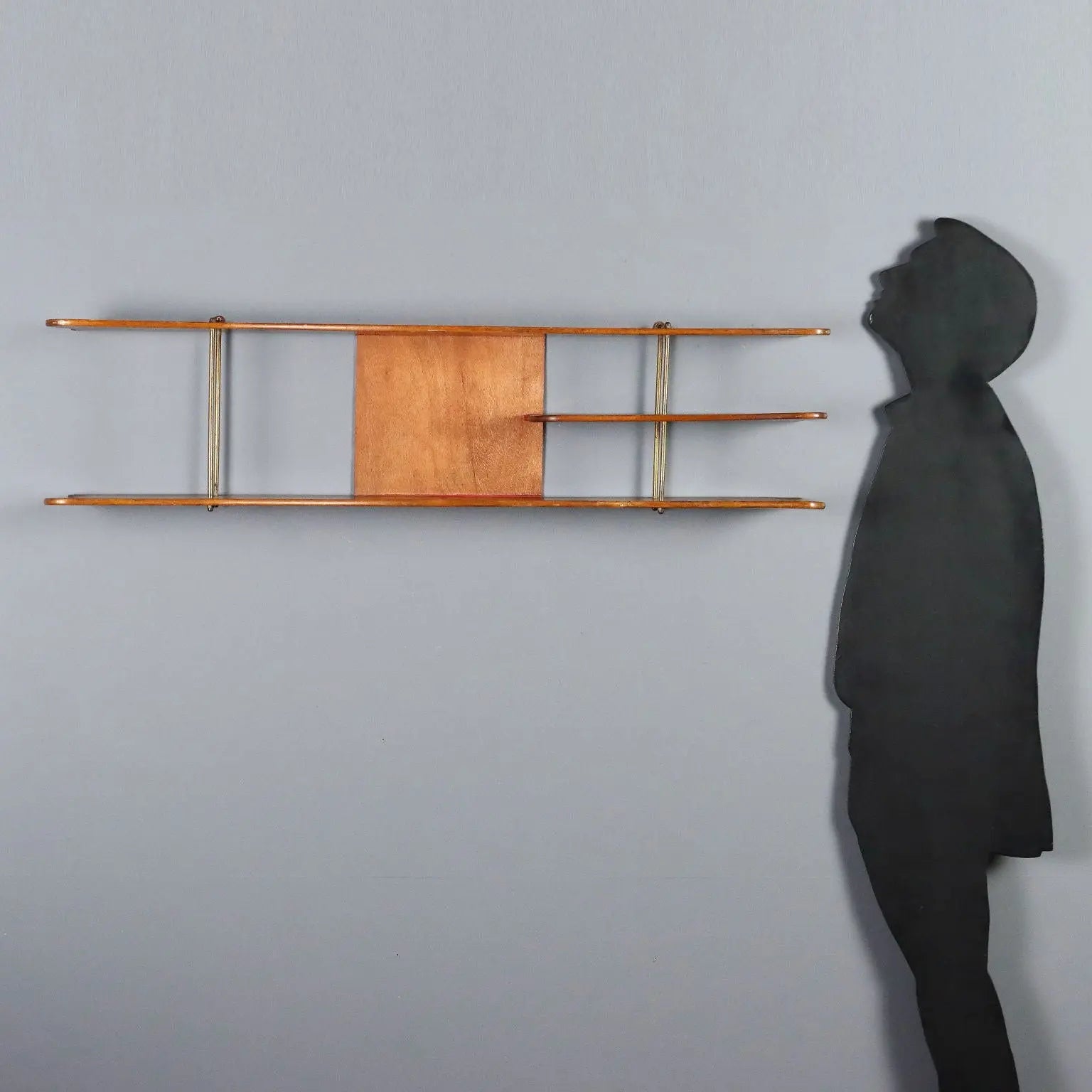 Vintage Shelf Walnut Brass Design Italy 1950s | Modernism | Furnitures