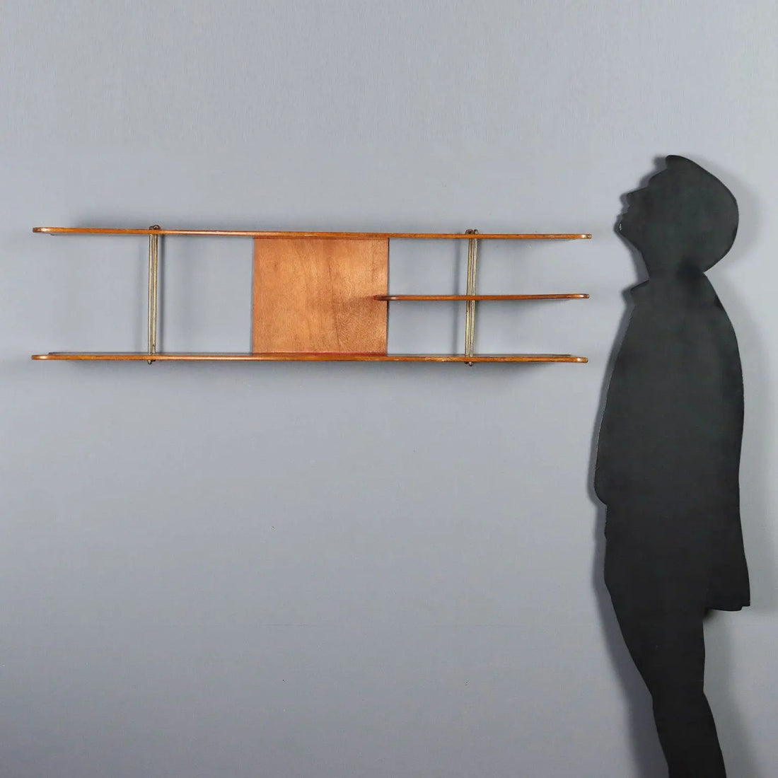 Vintage Shelf Walnut Brass Design Italy 1950s | Modernism | Furnitures