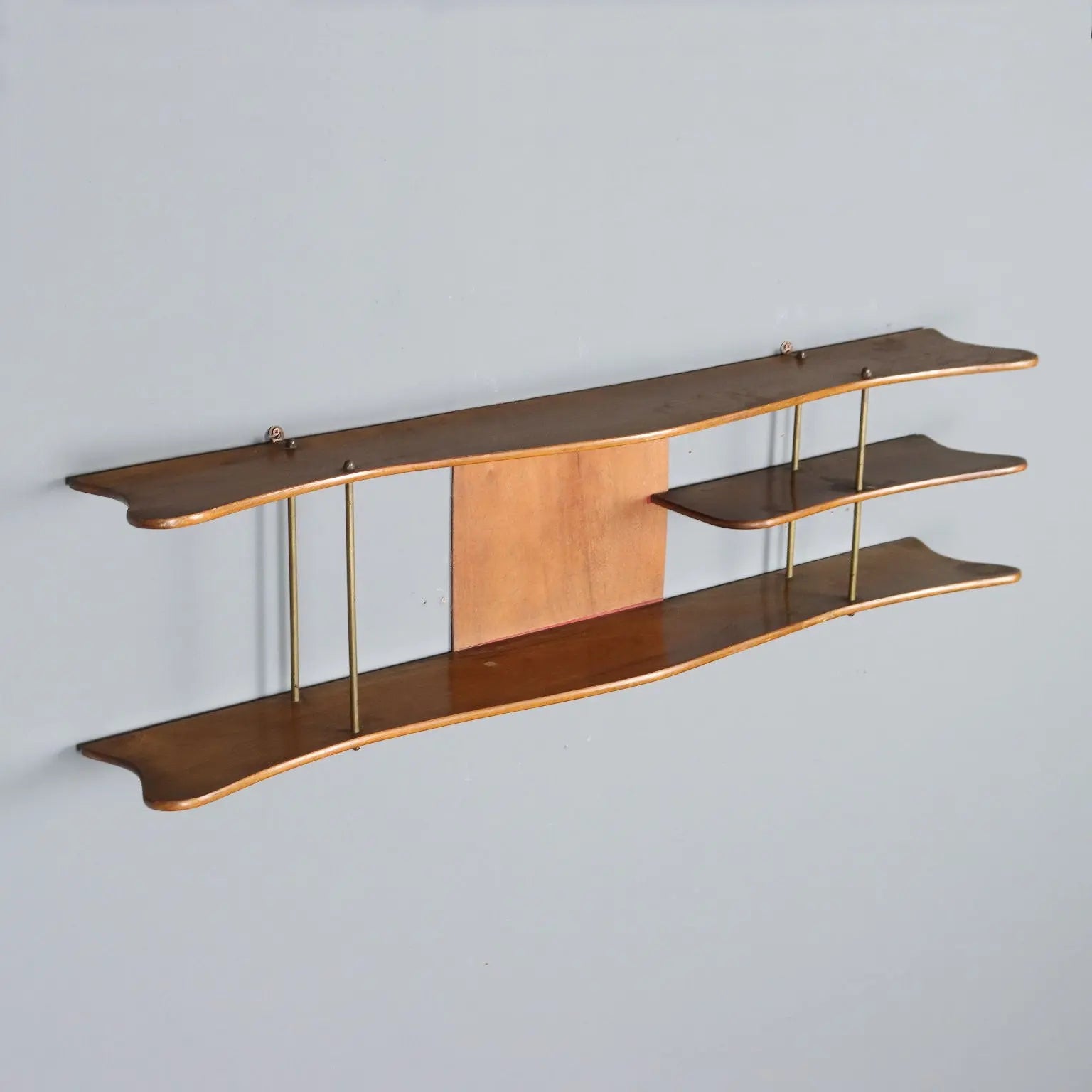 Vintage Shelf Walnut Brass Design Italy 1950s | Modernism | Furnitures
