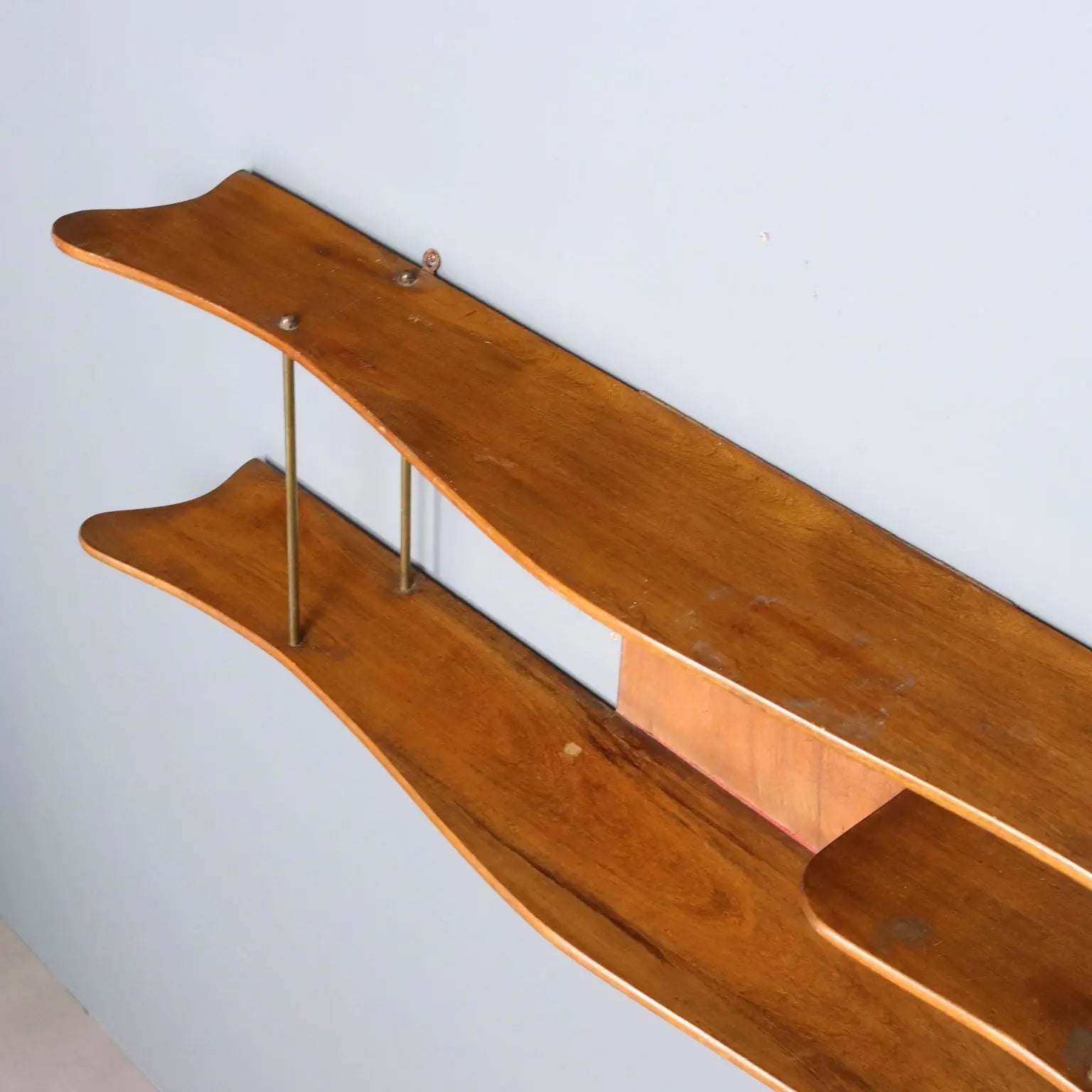 Vintage Shelf Walnut Brass Design Italy 1950s | Modernism | Furnitures