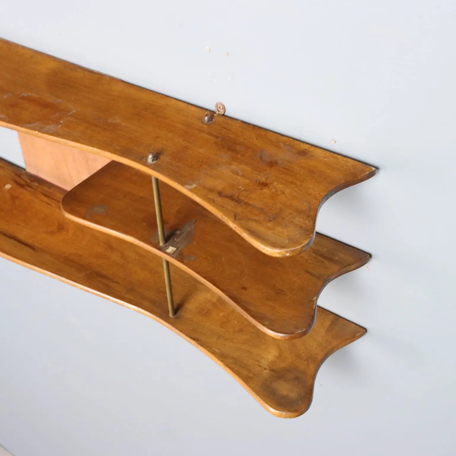 Vintage Shelf Walnut Brass Design Italy 1950s | Modernism | Furnitures
