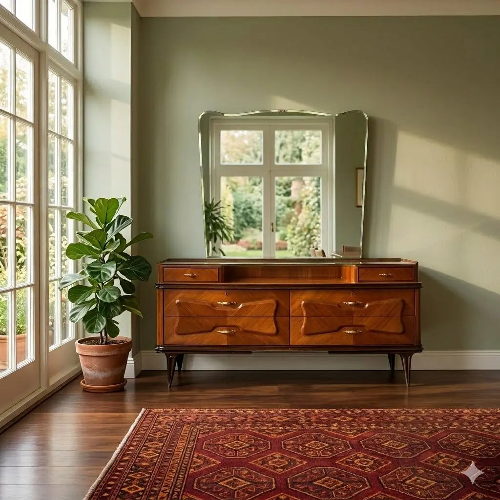Vintage Buffet Cabinet with Mirror Exotic Woods Design 1950s | Modernism | Furnitures