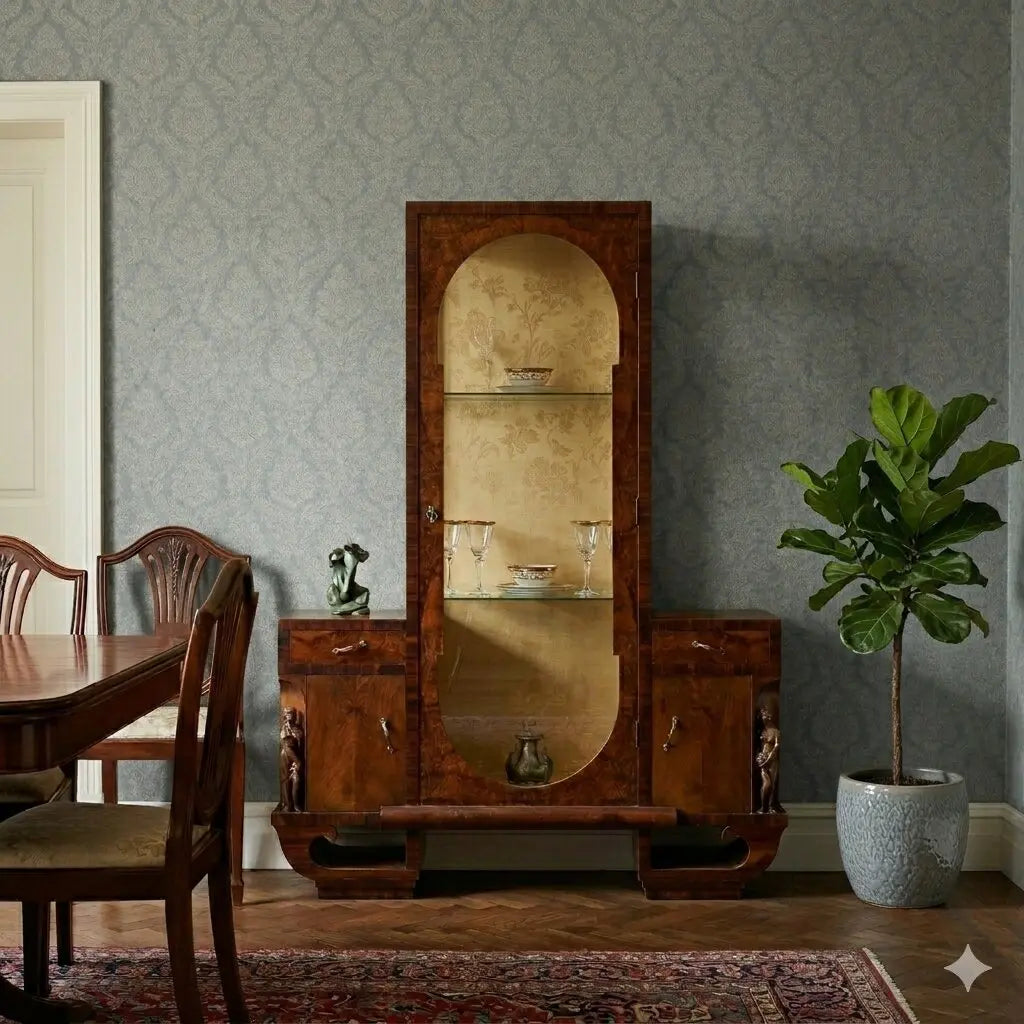 Vintage Dispaly Cabinet Burl Veneer Design Italy 1920s-1930s | Modernism | Furnitures