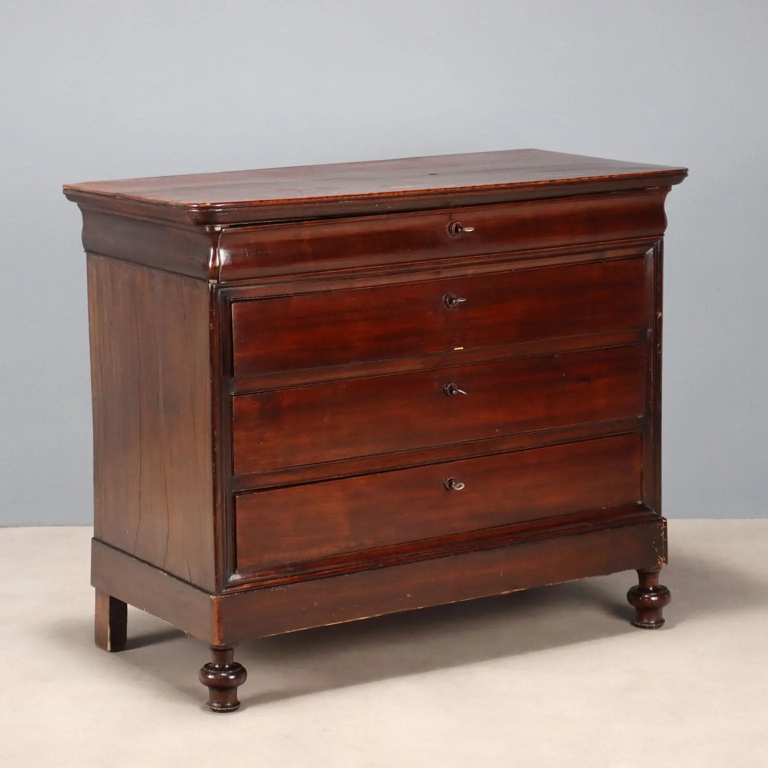 Luigi Filippo Walnut Poplar Chest, 19th Century