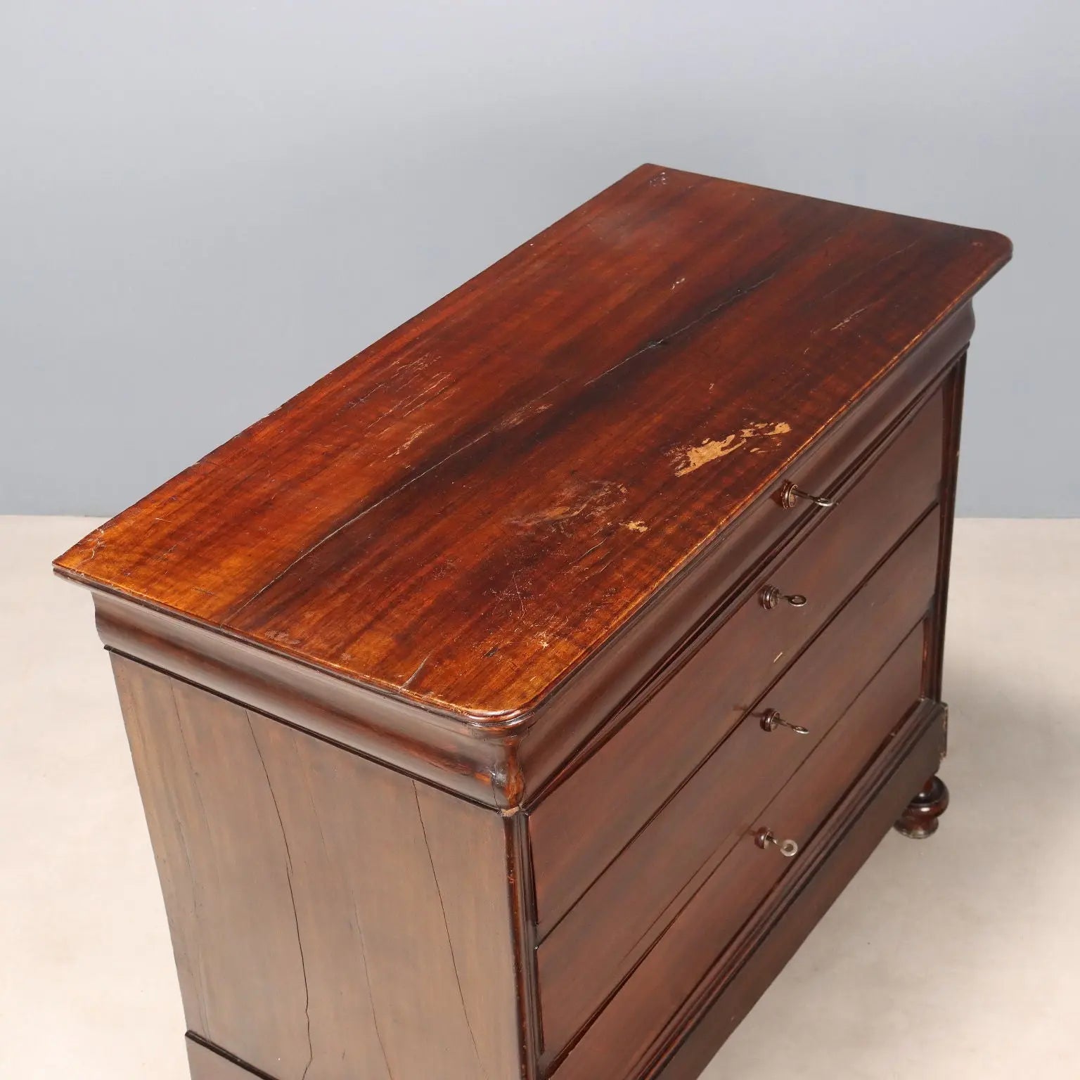 Luigi Filippo Walnut Poplar Chest, 19th Century