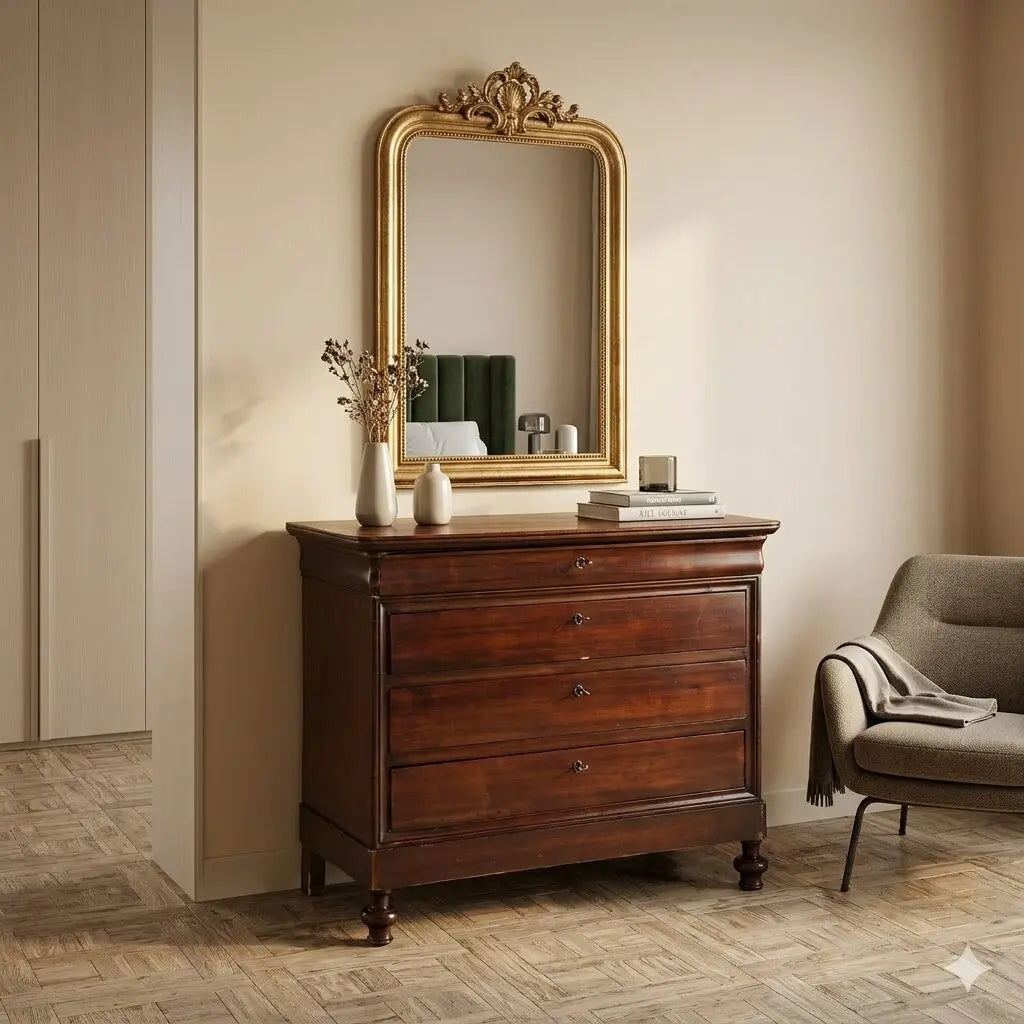 Luigi Filippo Walnut Poplar Chest, 19th Century