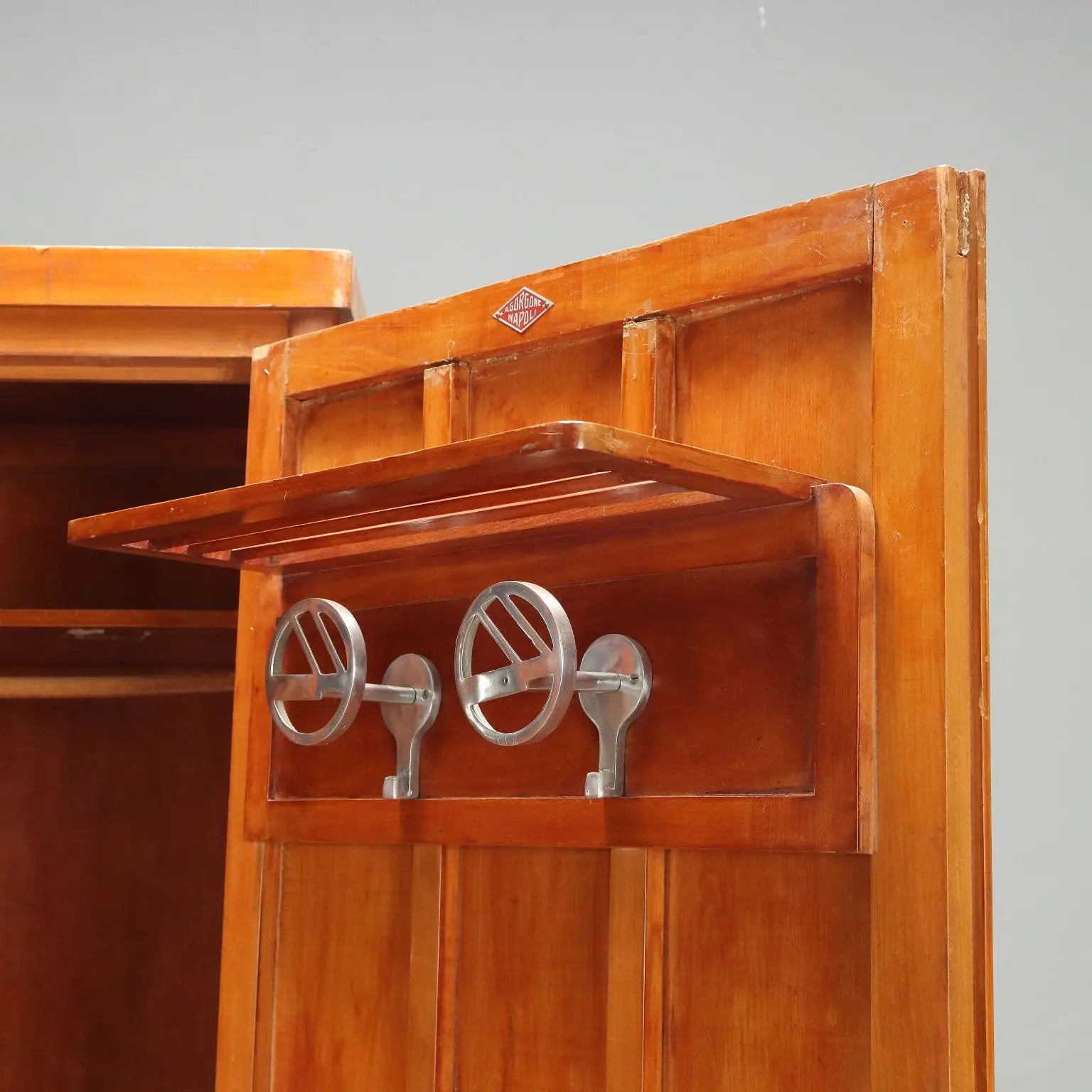 Vintage Wardrobe Gorgone Naples Cherry Veneer Italy 1940s
