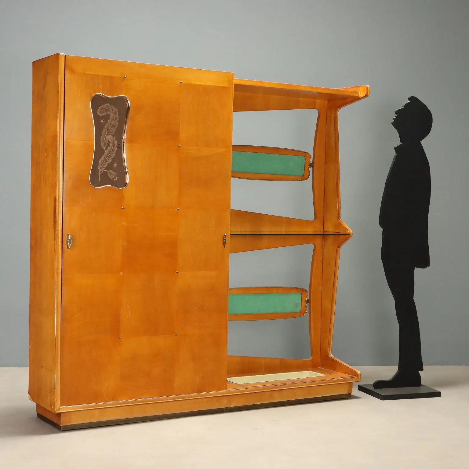 1950s Entryway Cabinet with Glass Console
