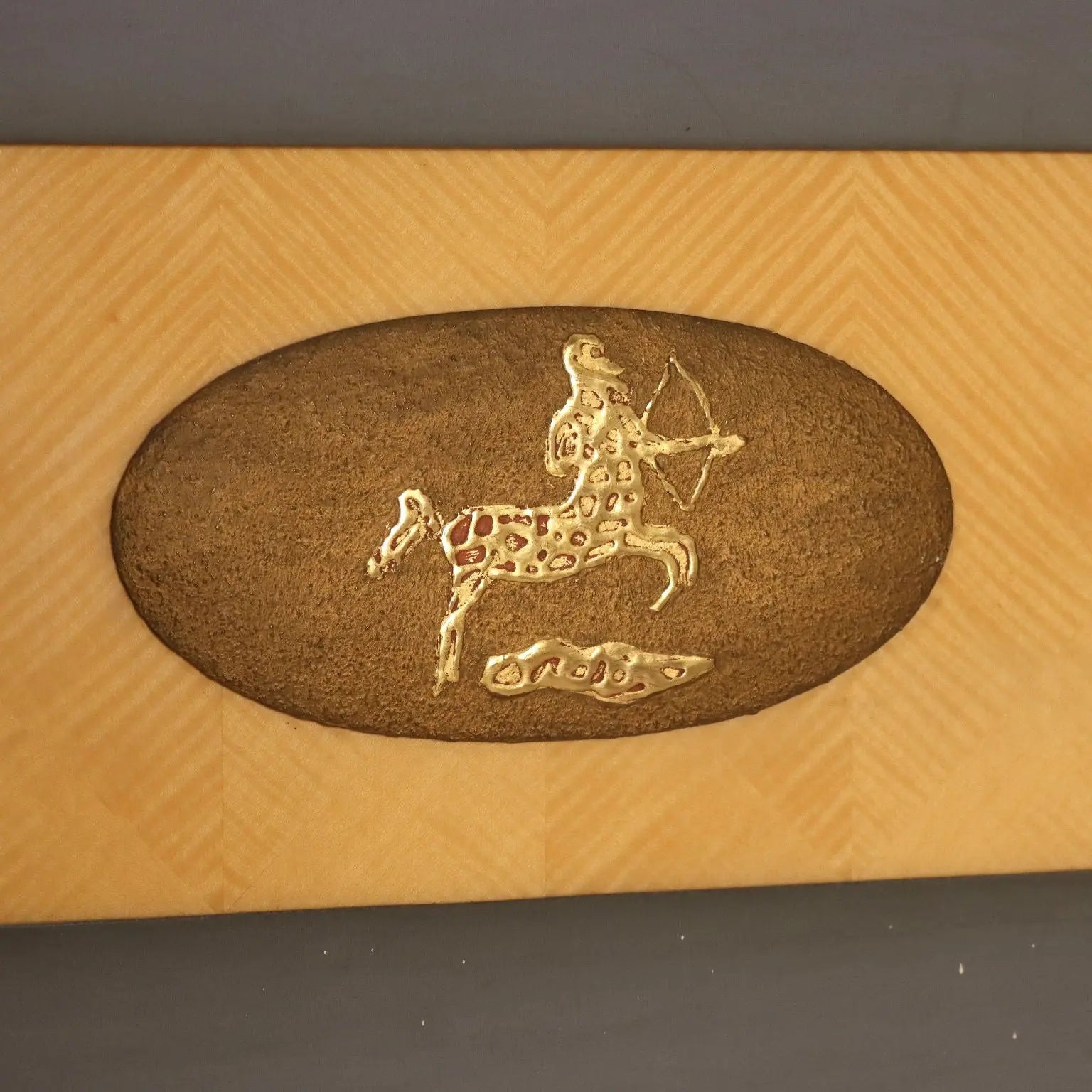 Vintage Entrance Furnishing Beech Brass Design Italy 1950s-1960s