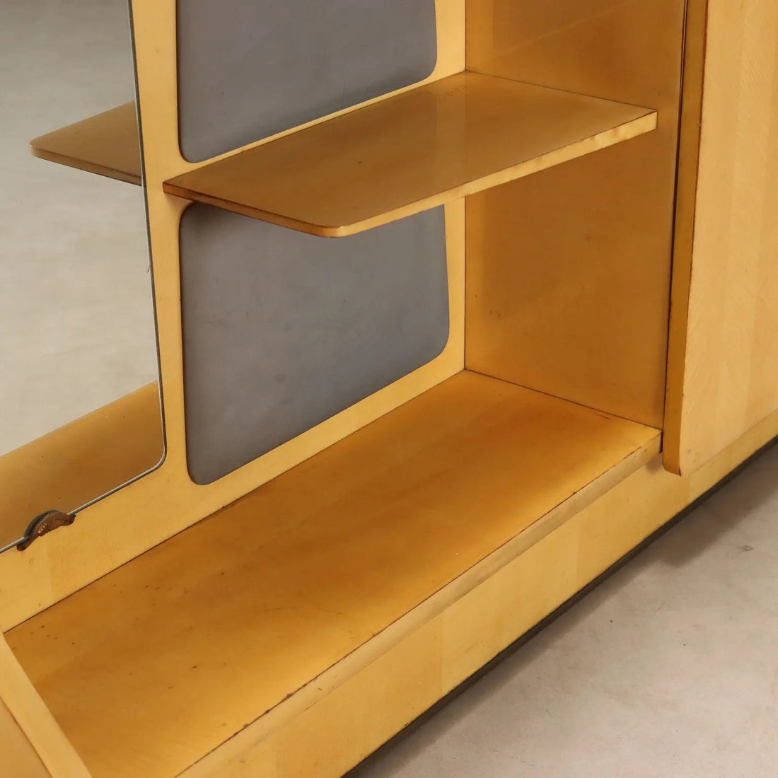 Vintage Entrance Furnishing Beech Brass Design Italy 1950s-1960s