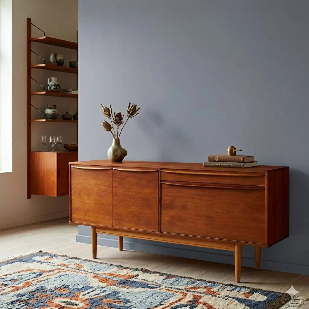 Vintage Sideboard Teak Veneer Design Northern Europe 1960s