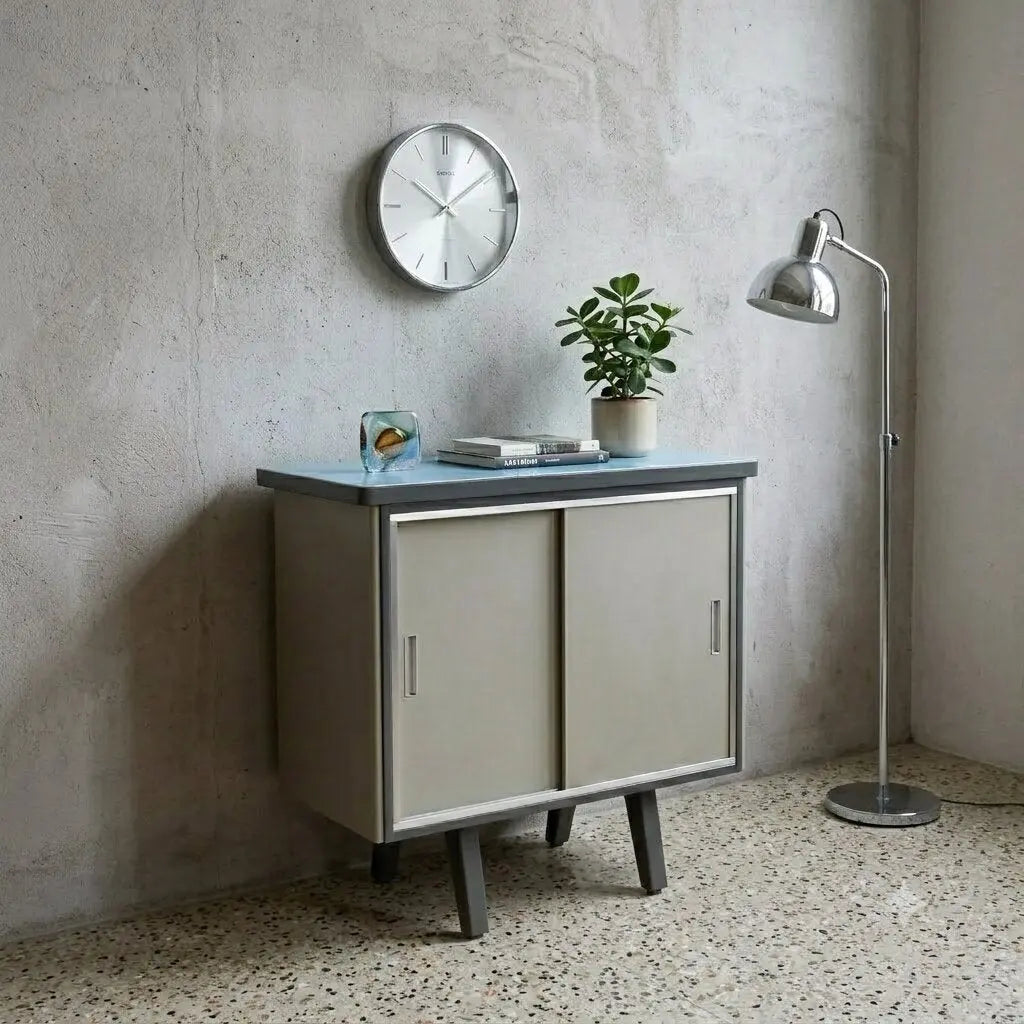 Vintage Cabinet Lacquered Metal Design Italy 1960s