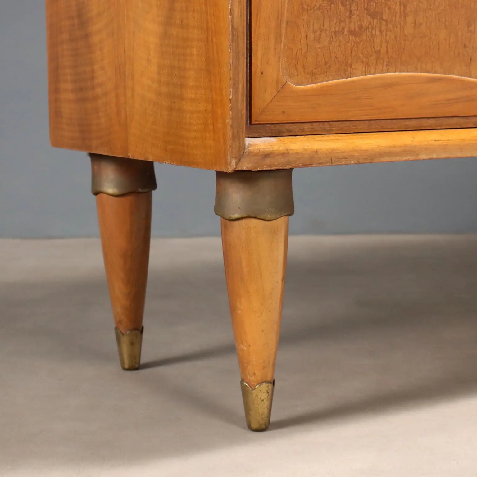 Vintage Cupboard Walnut Veneer Burl Design Italy 1950s