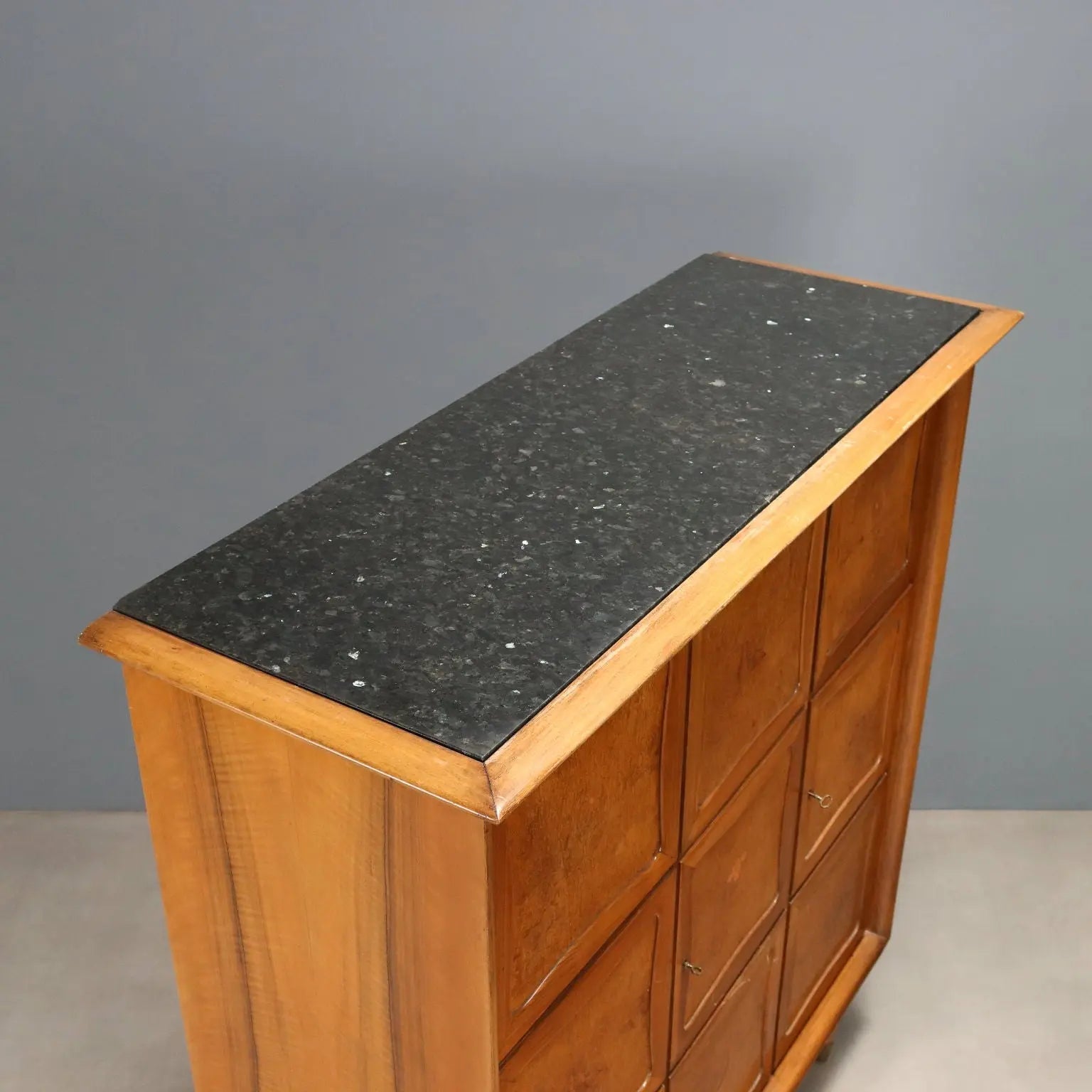 Vintage Cupboard Walnut Veneer Burl Design Italy 1950s