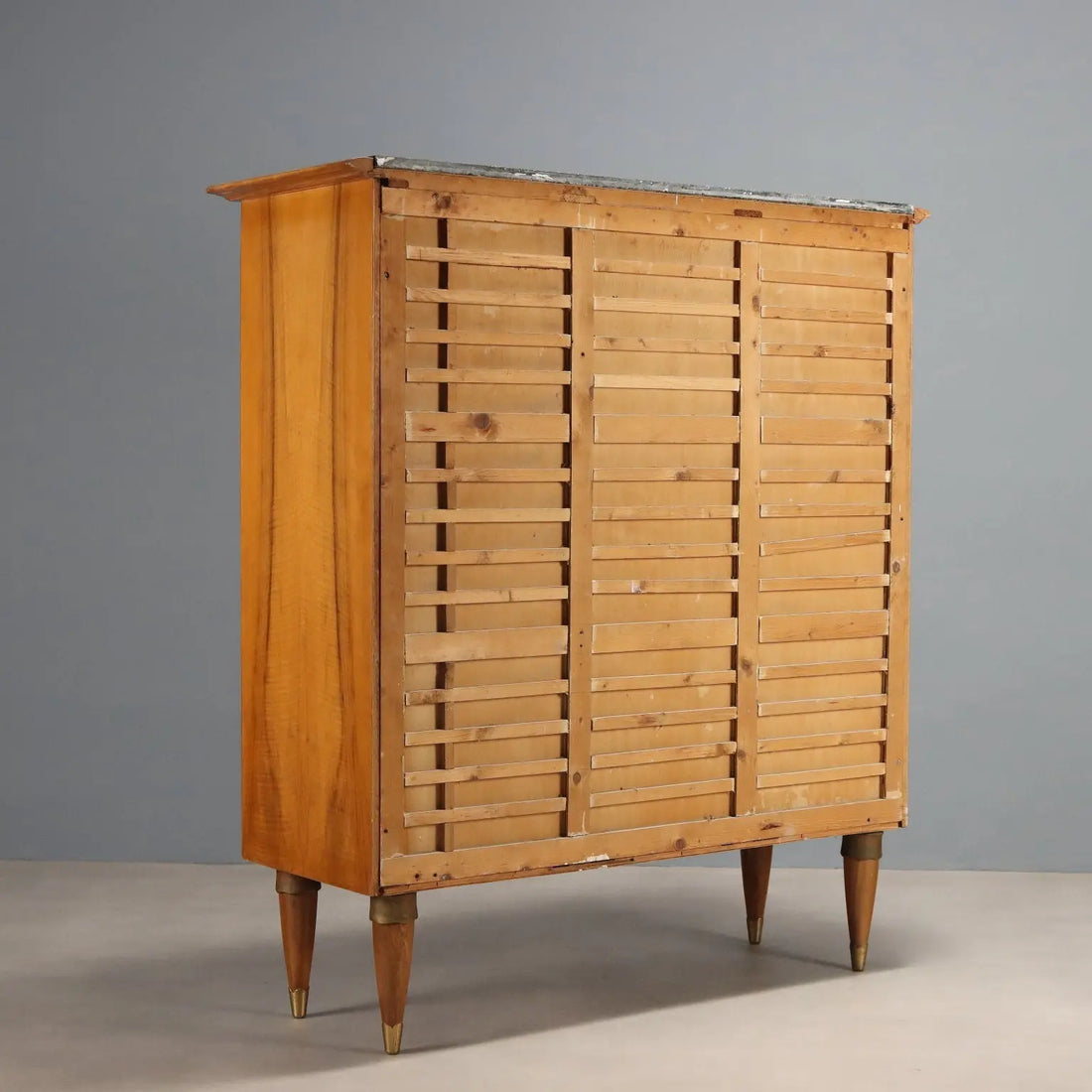 Vintage Cupboard Walnut Veneer Burl Design Italy 1950s