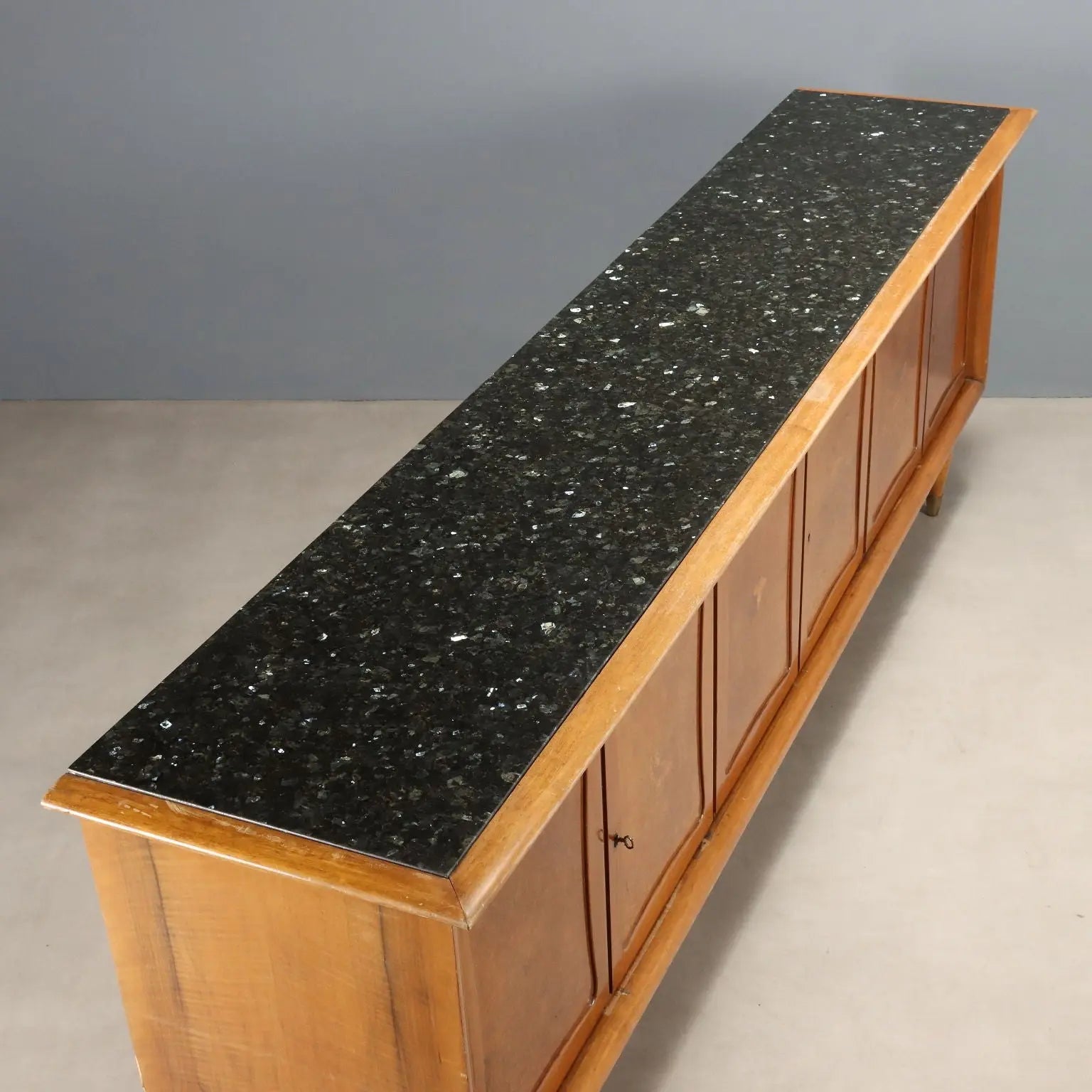 Vintage Buffet Cabinet Walnut Veneer and Burl Design 1950s