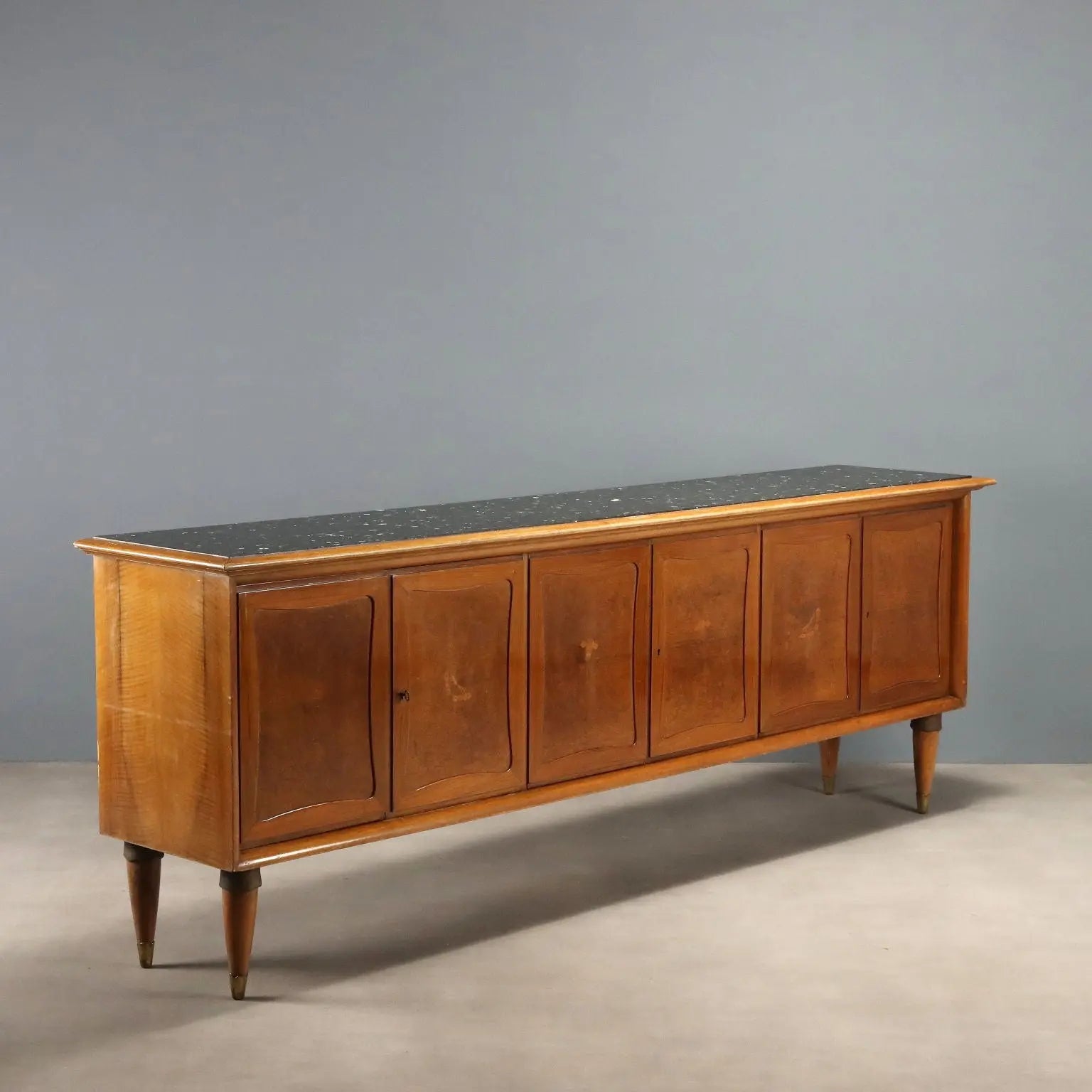 Vintage Buffet Cabinet Walnut Veneer and Burl Design 1950s
