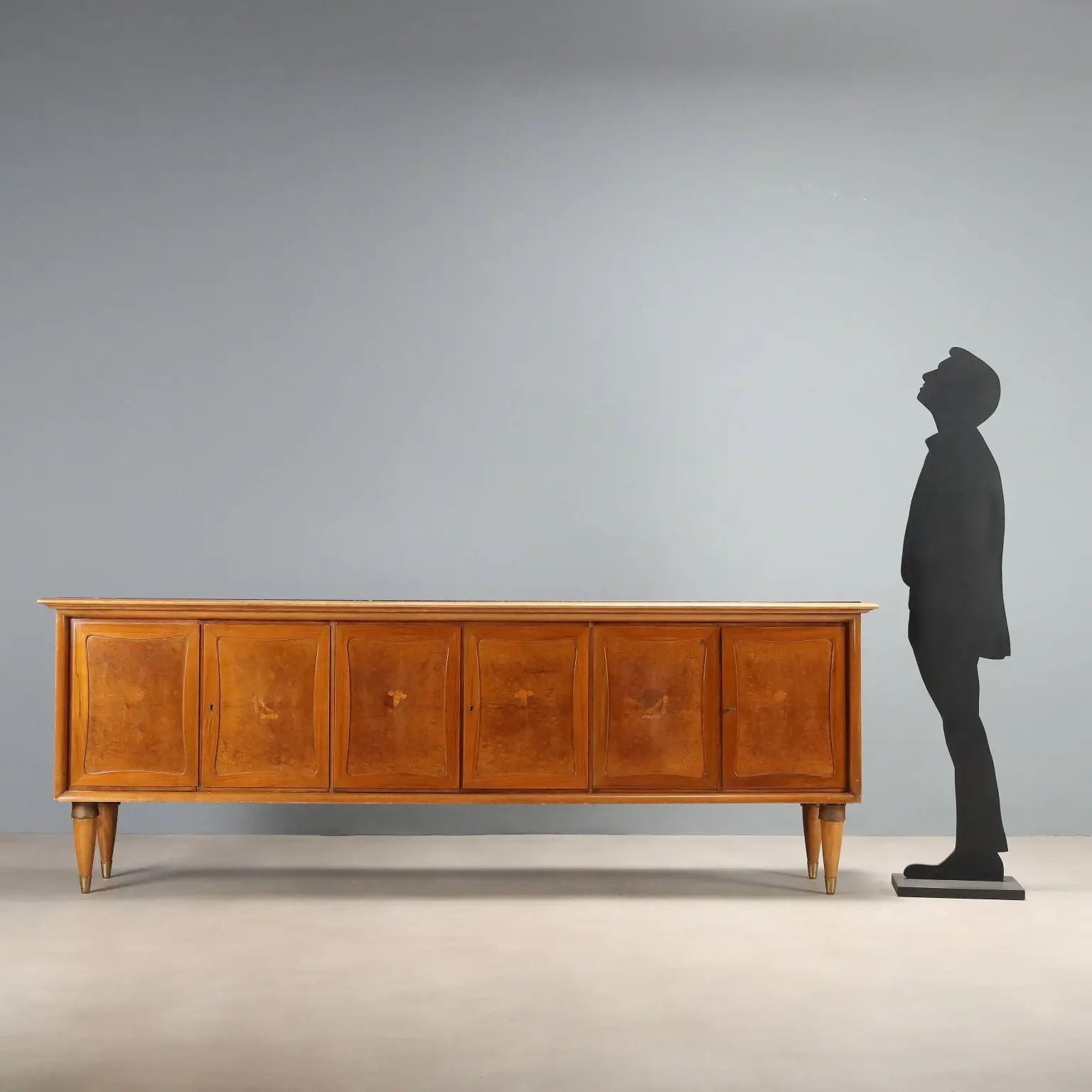 Vintage Buffet Cabinet Walnut Veneer and Burl Design 1950s