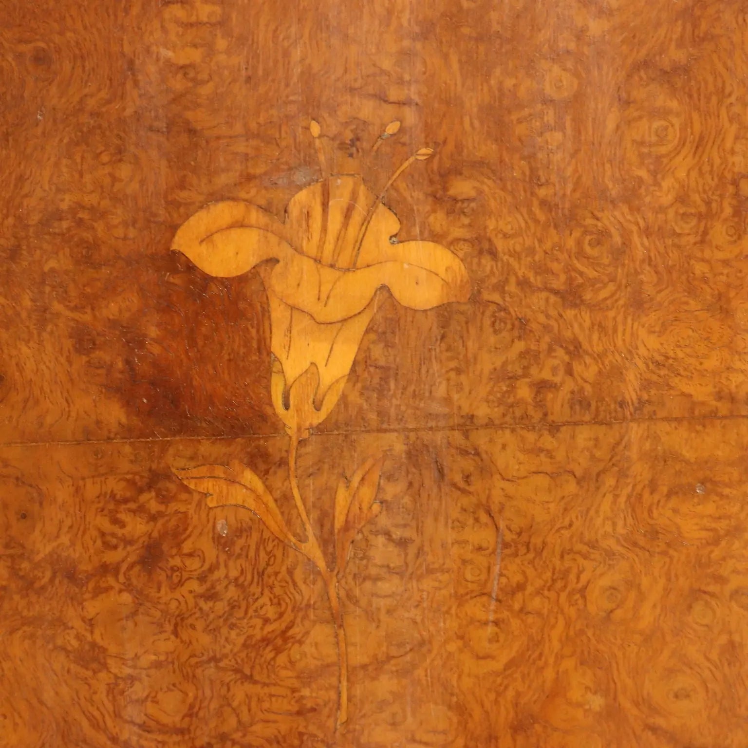 Vintage Buffet Cabinet Walnut Veneer and Burl Design 1950s