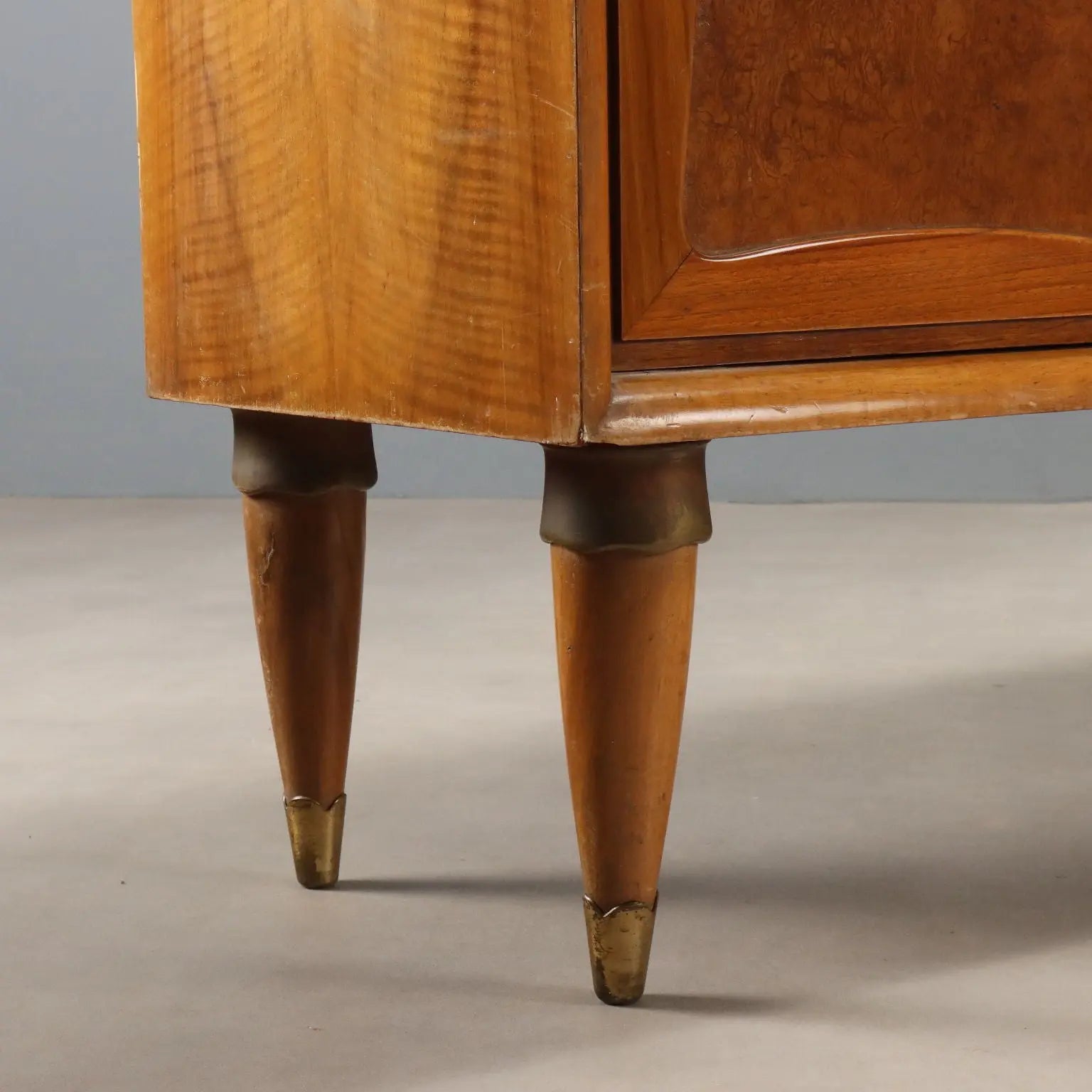 Vintage Buffet Cabinet Walnut Veneer and Burl Design 1950s