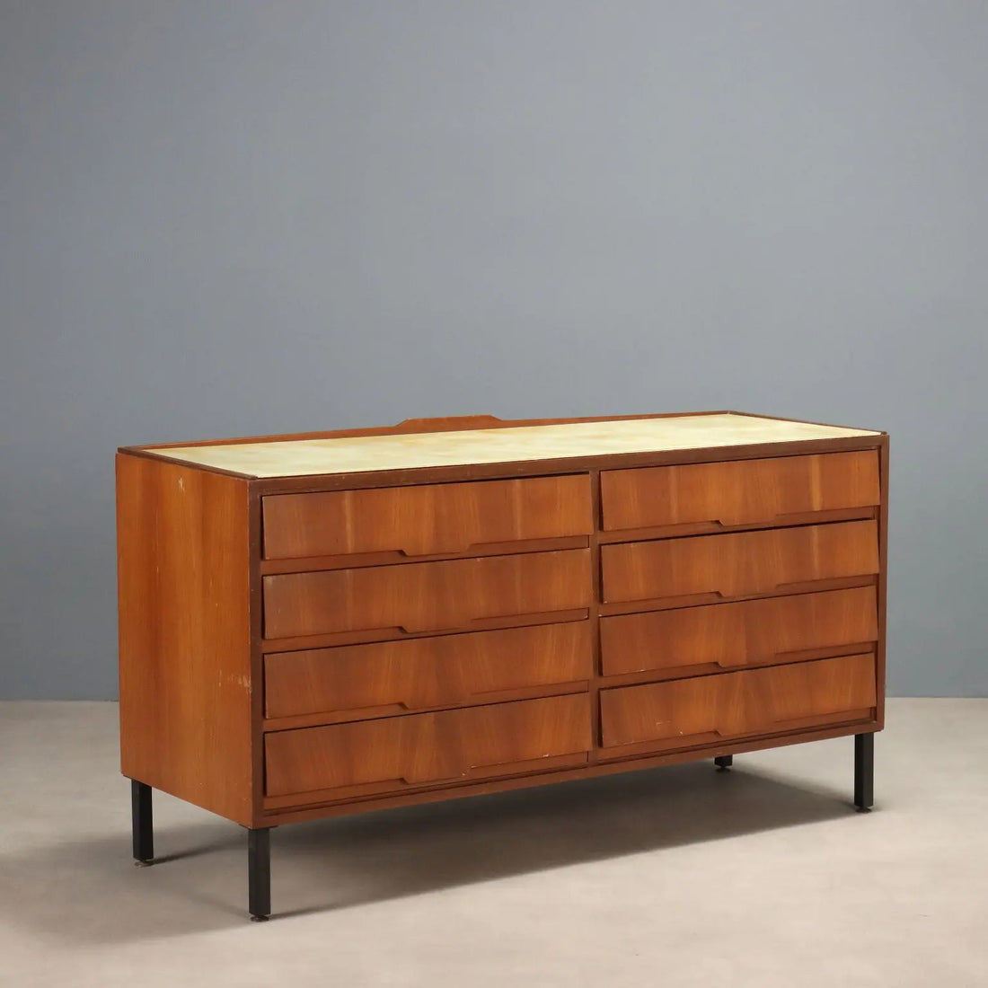 Vintage Chest of Drawers Mahogany Veneer Glass Design 1960s
