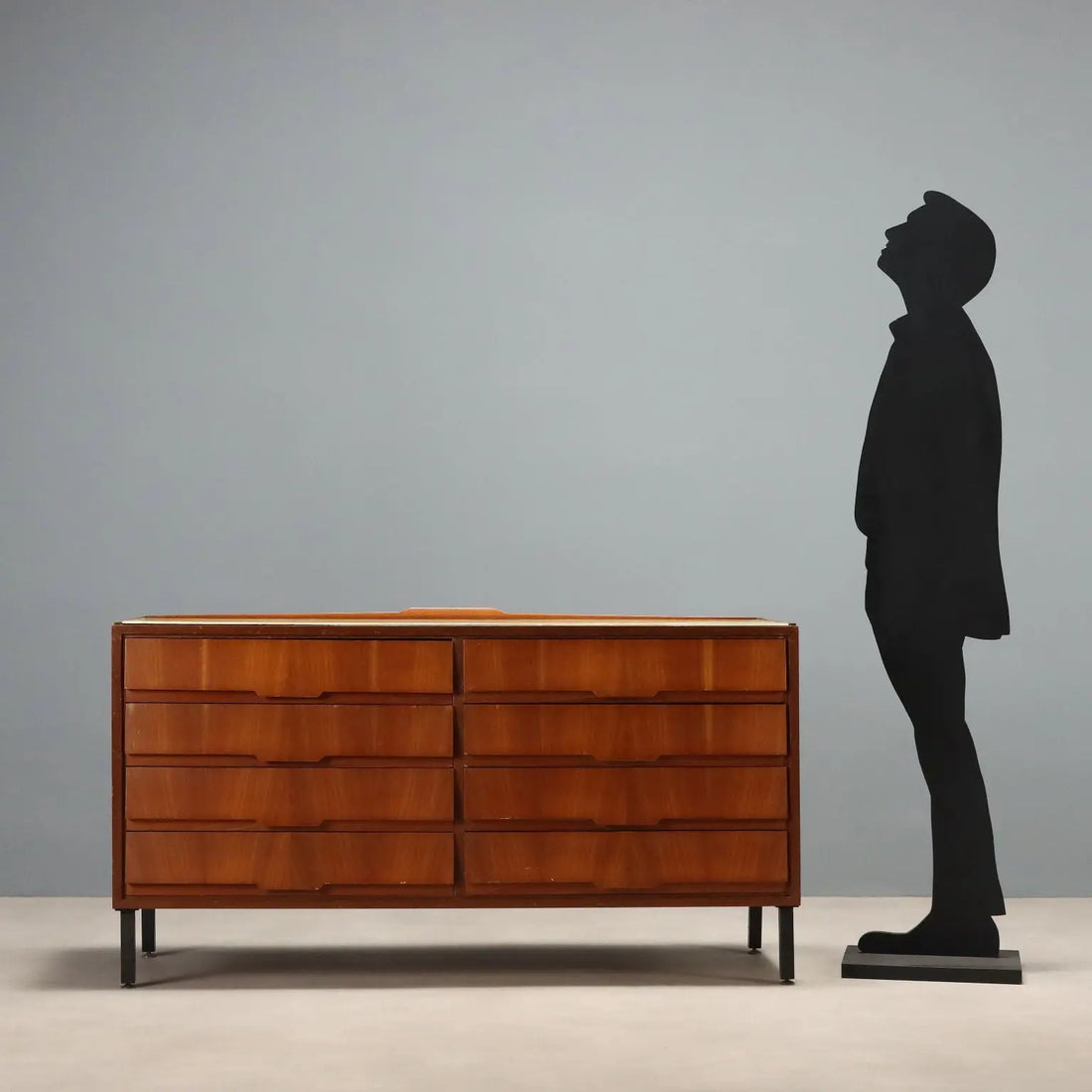 Vintage Chest of Drawers Mahogany Veneer Glass Design 1960s