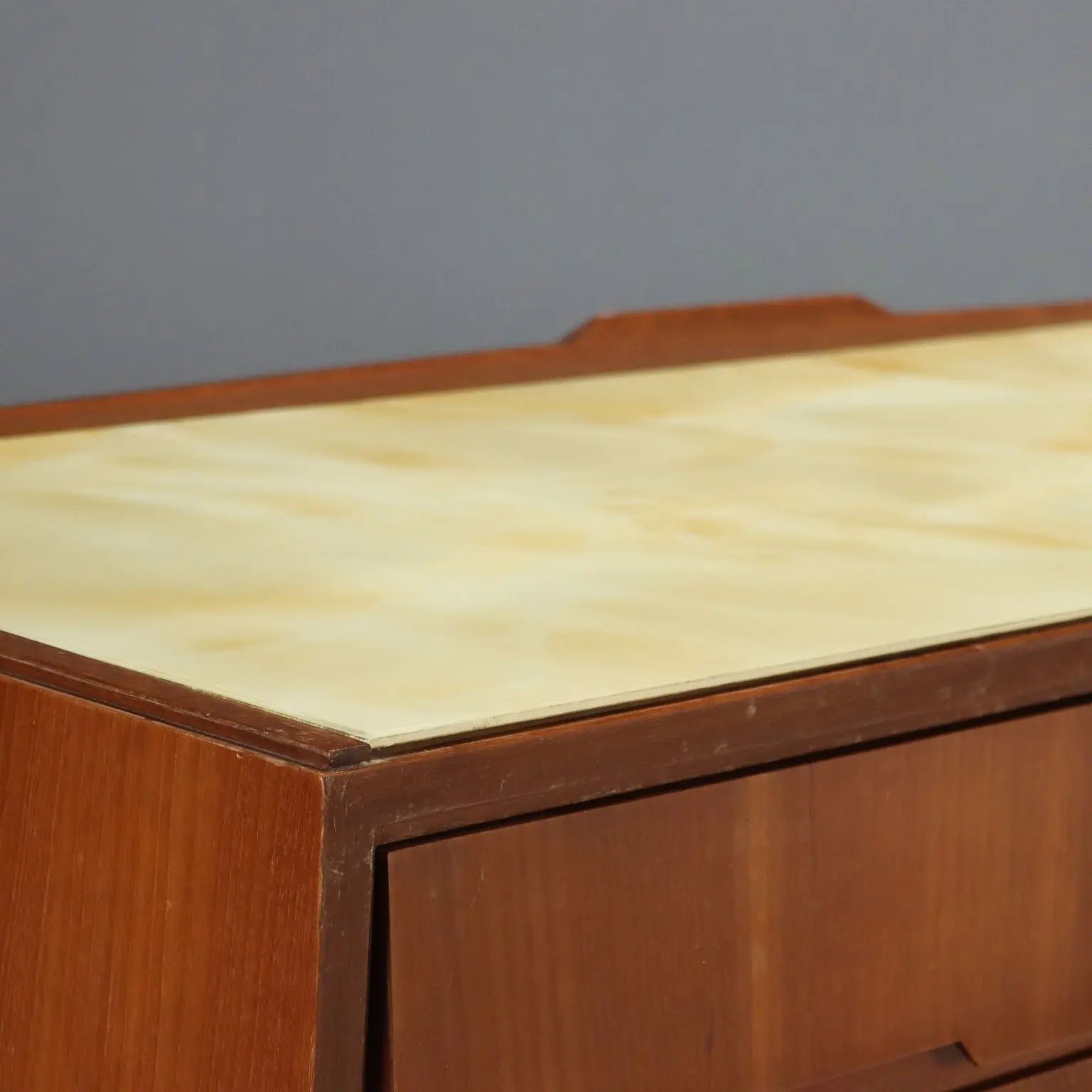Vintage Chest of Drawers Mahogany Veneer Glass Design 1960s